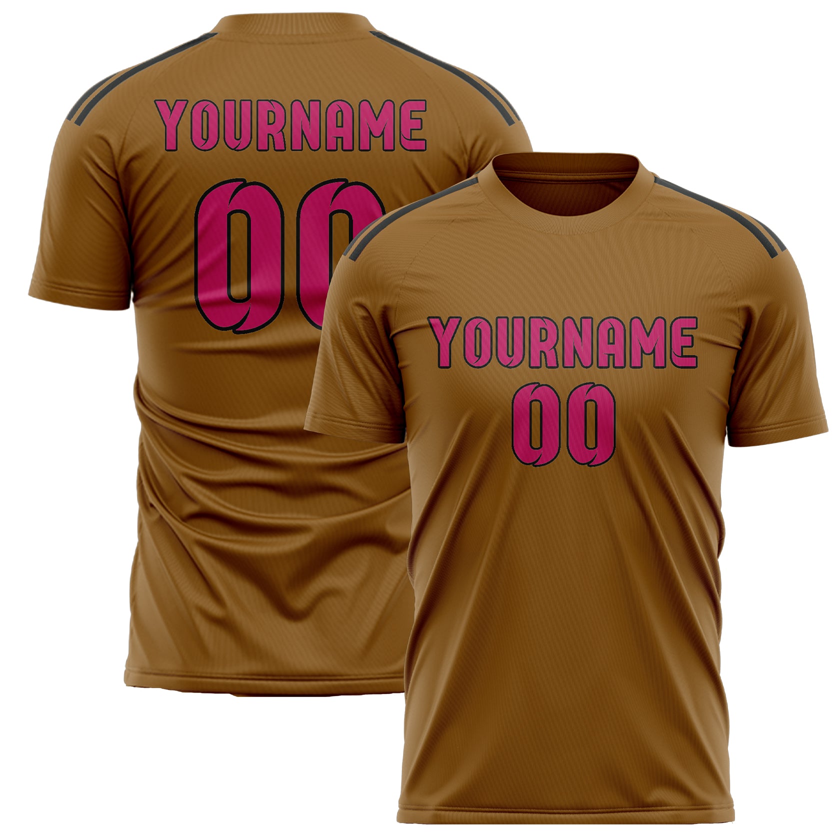 Custom Khaki Pink Soccer Jersey