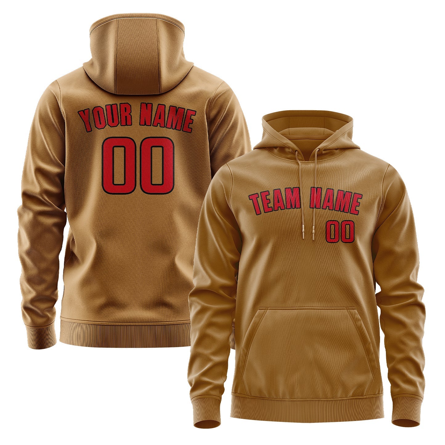 Custom Khaki Red Hoodie
