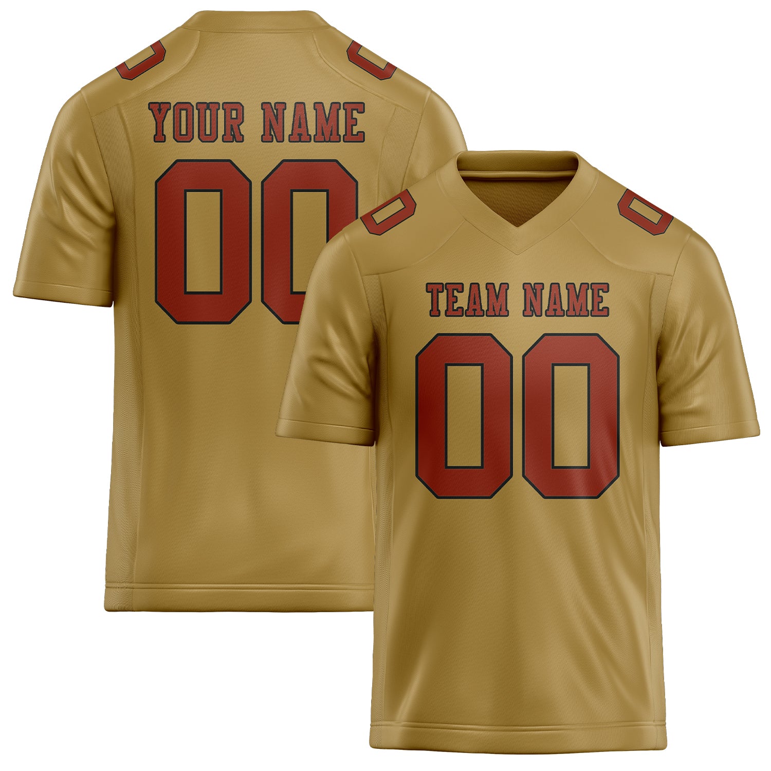 Custom Khaki Coral Red Football Jersey