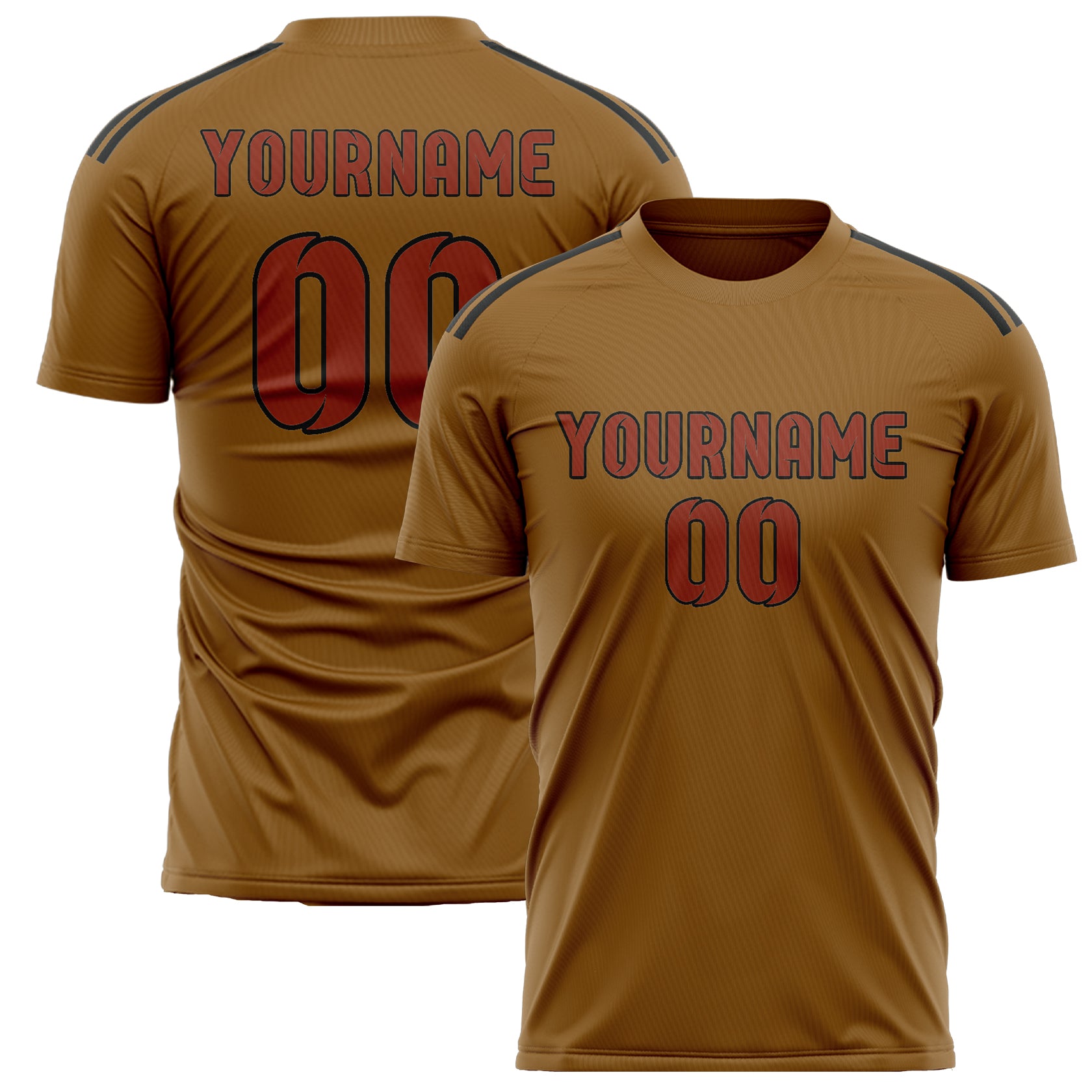 Custom Khaki Coral Red Soccer Jersey