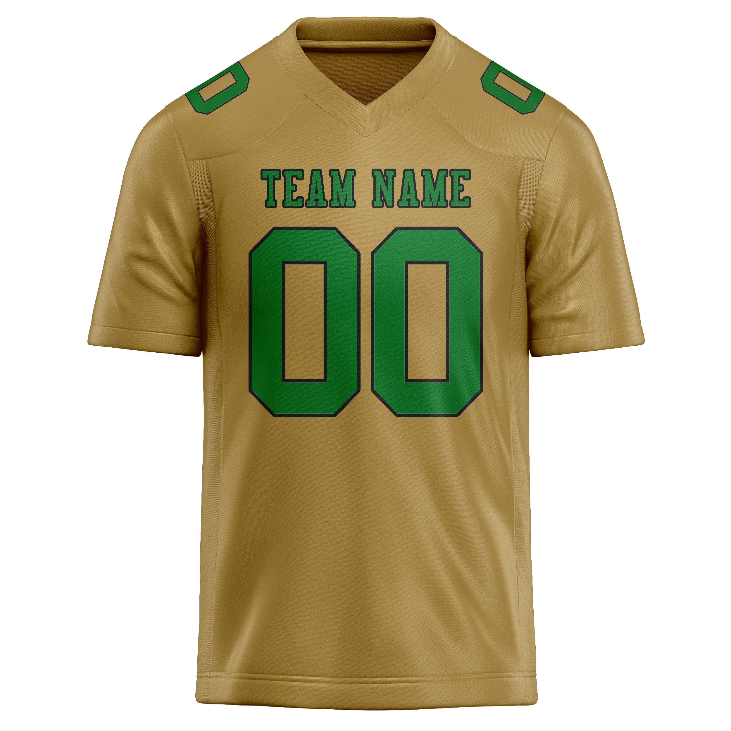 Custom Khaki Emerald Green Football Jersey
