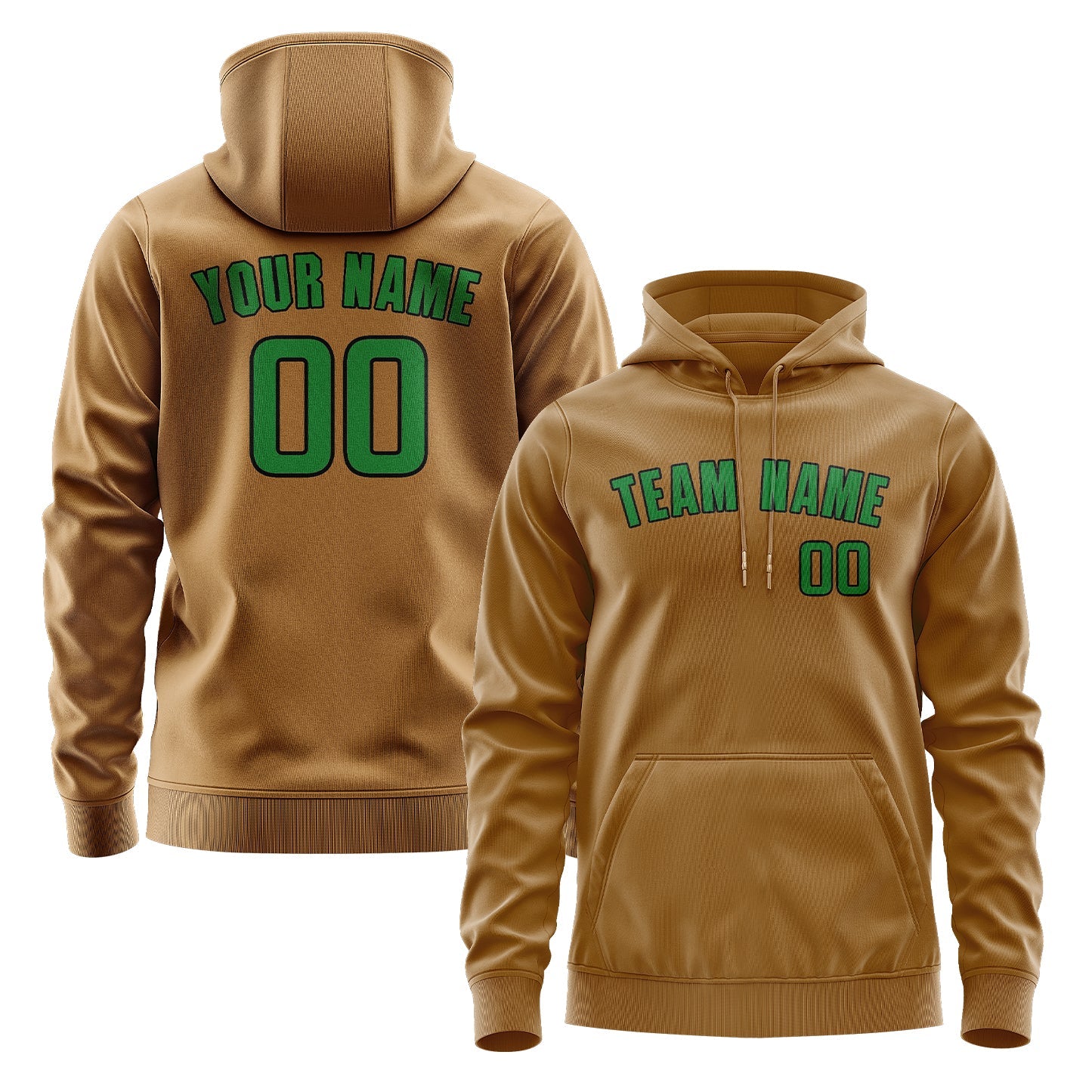 Custom Khaki Emerald Green Hoodie