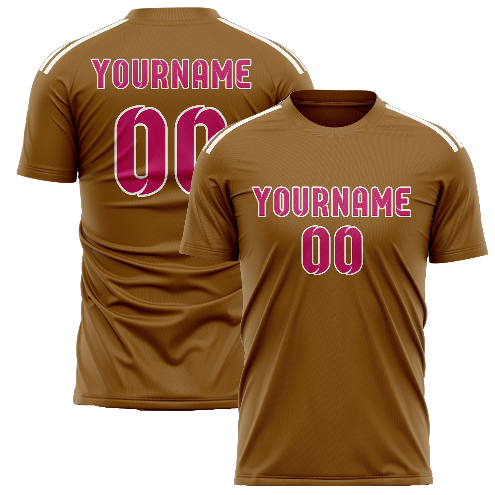 Custom Khaki Pink Soccer Jersey