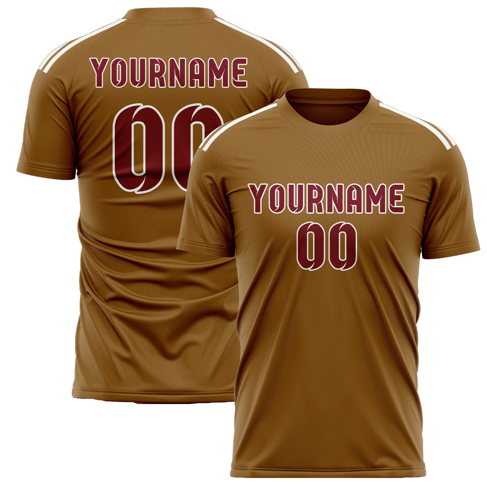 Custom Khaki Crimson Red Soccer Jersey