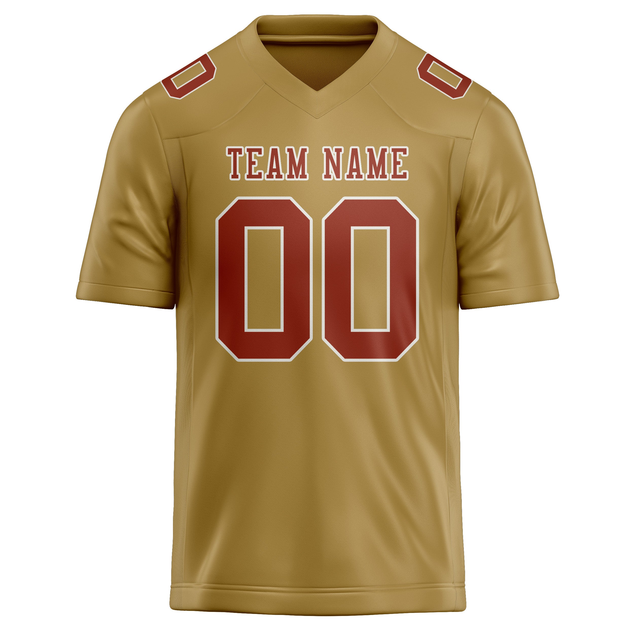 Custom Khaki Coral Red Football Jersey