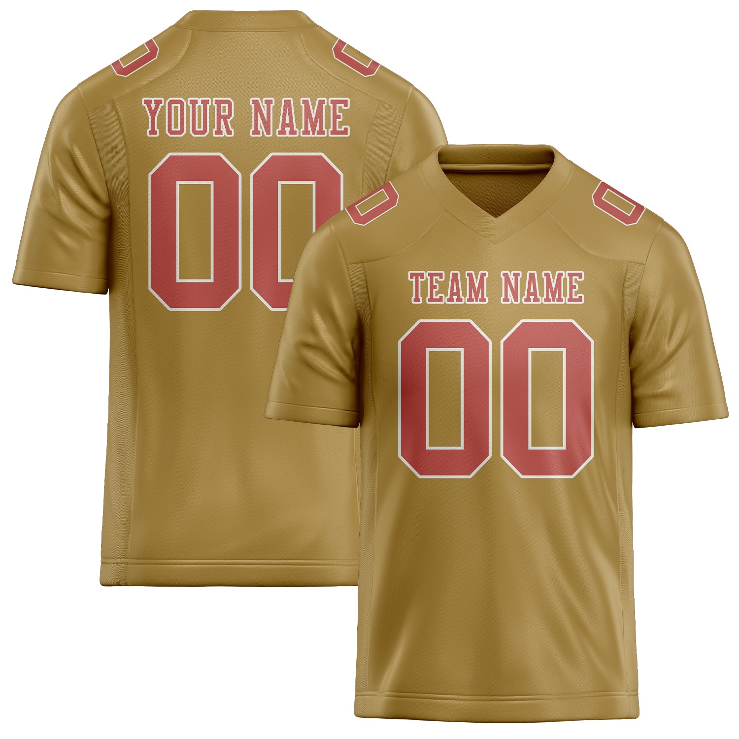 Custom Khaki Copper Rose Football Jersey
