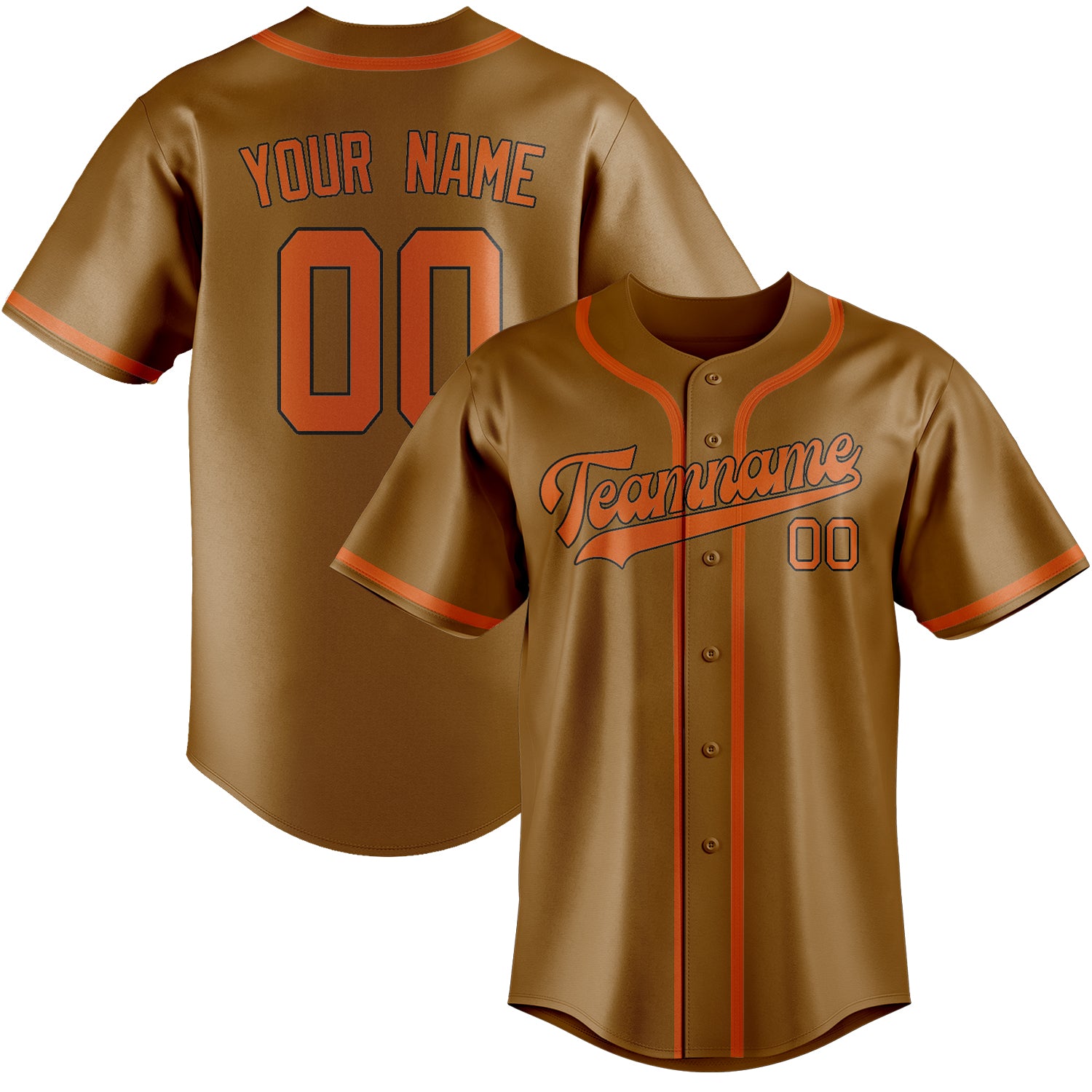 Custom Khaki Orange Baseball Jersey
