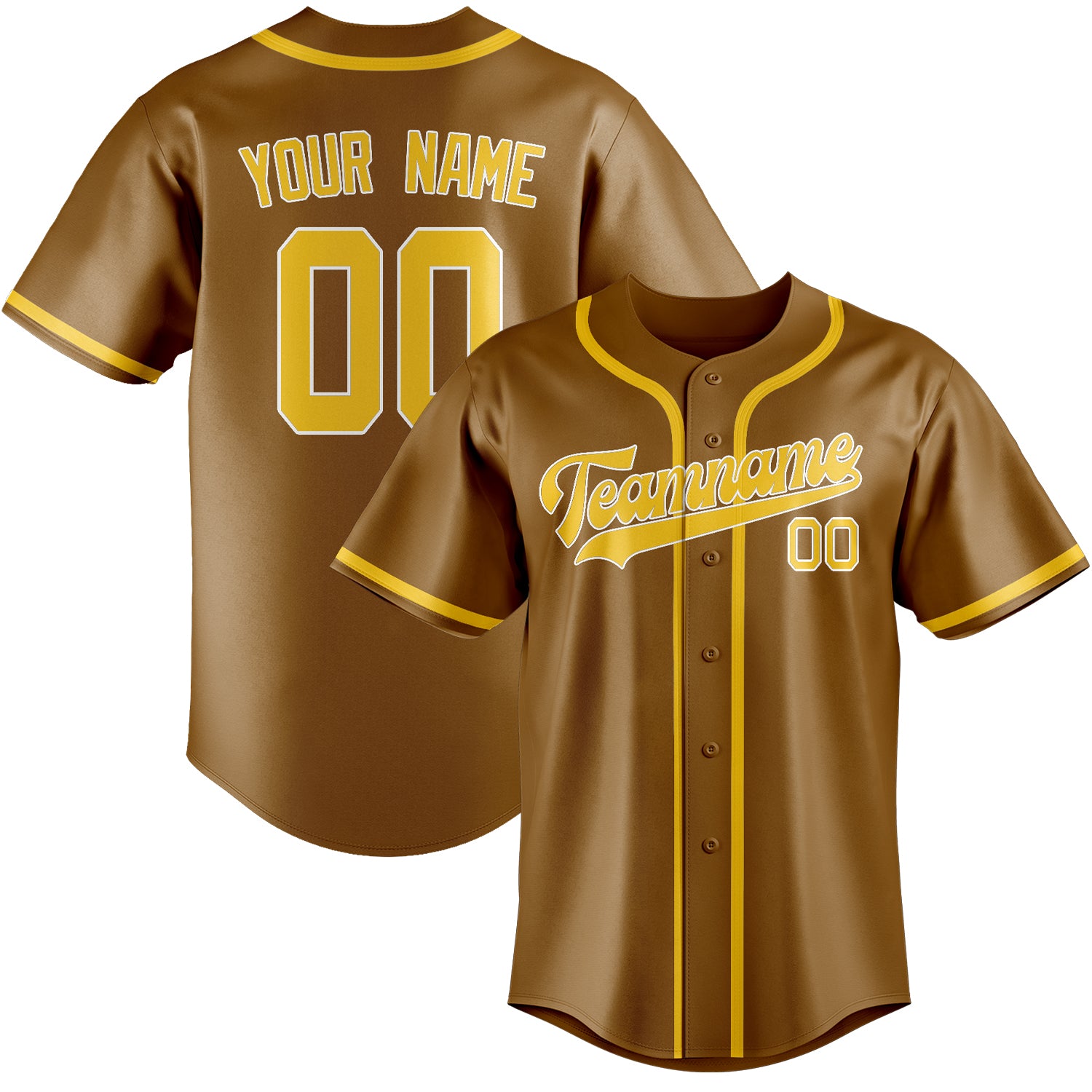 Custom Khaki Gold Baseball Jersey