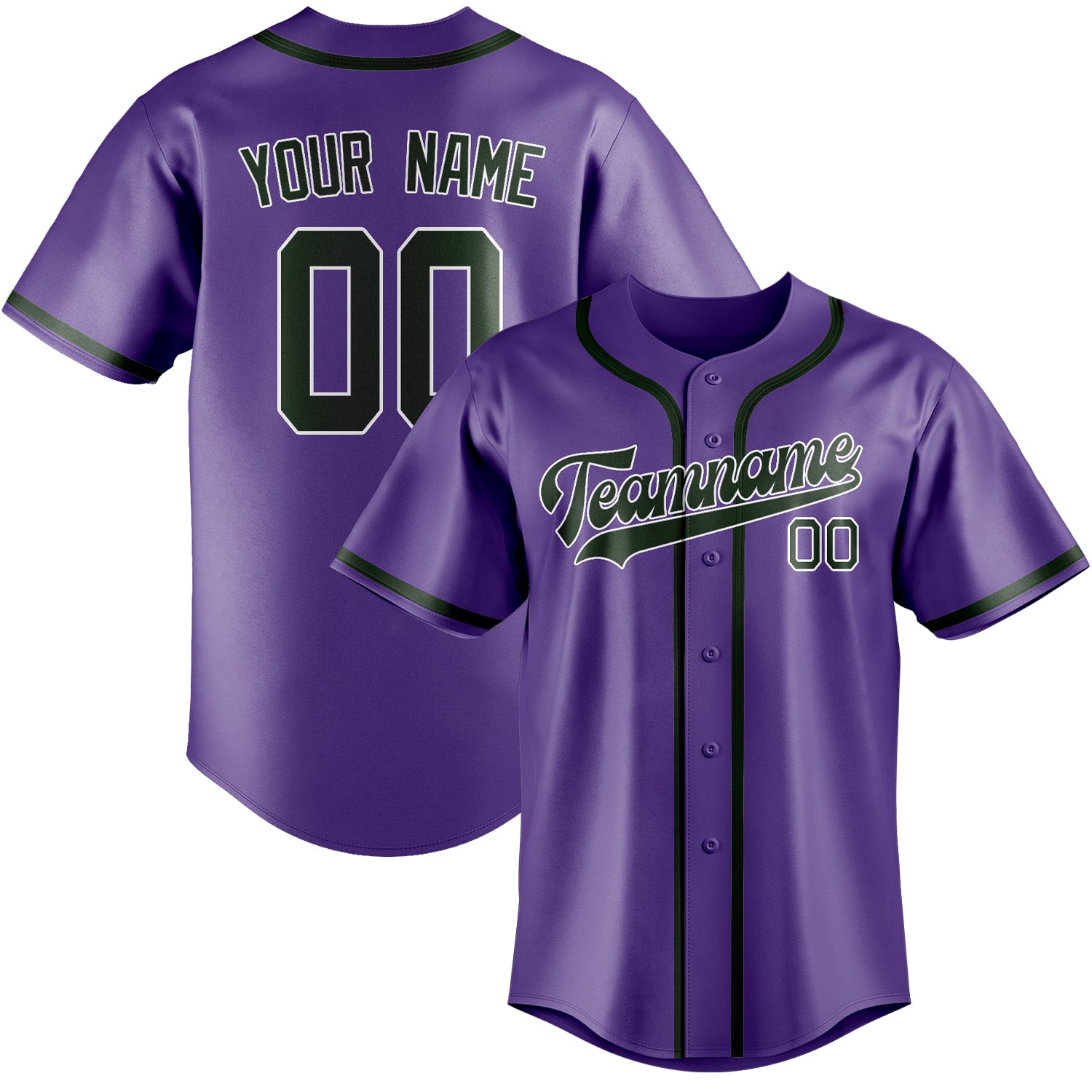 Custom Light Purple Dark Green Baseball Jersey