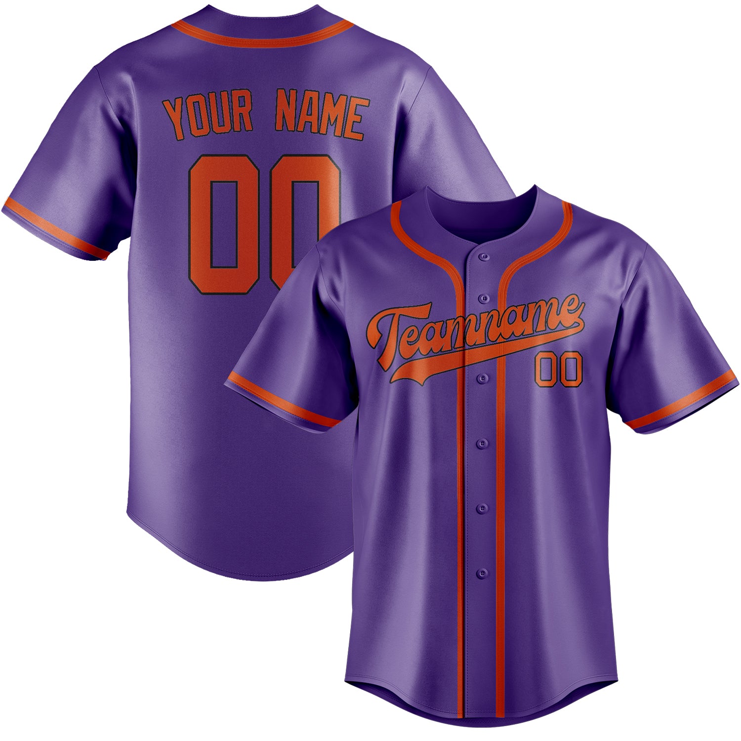 Custom Light Purple Orange Red Baseball Jersey