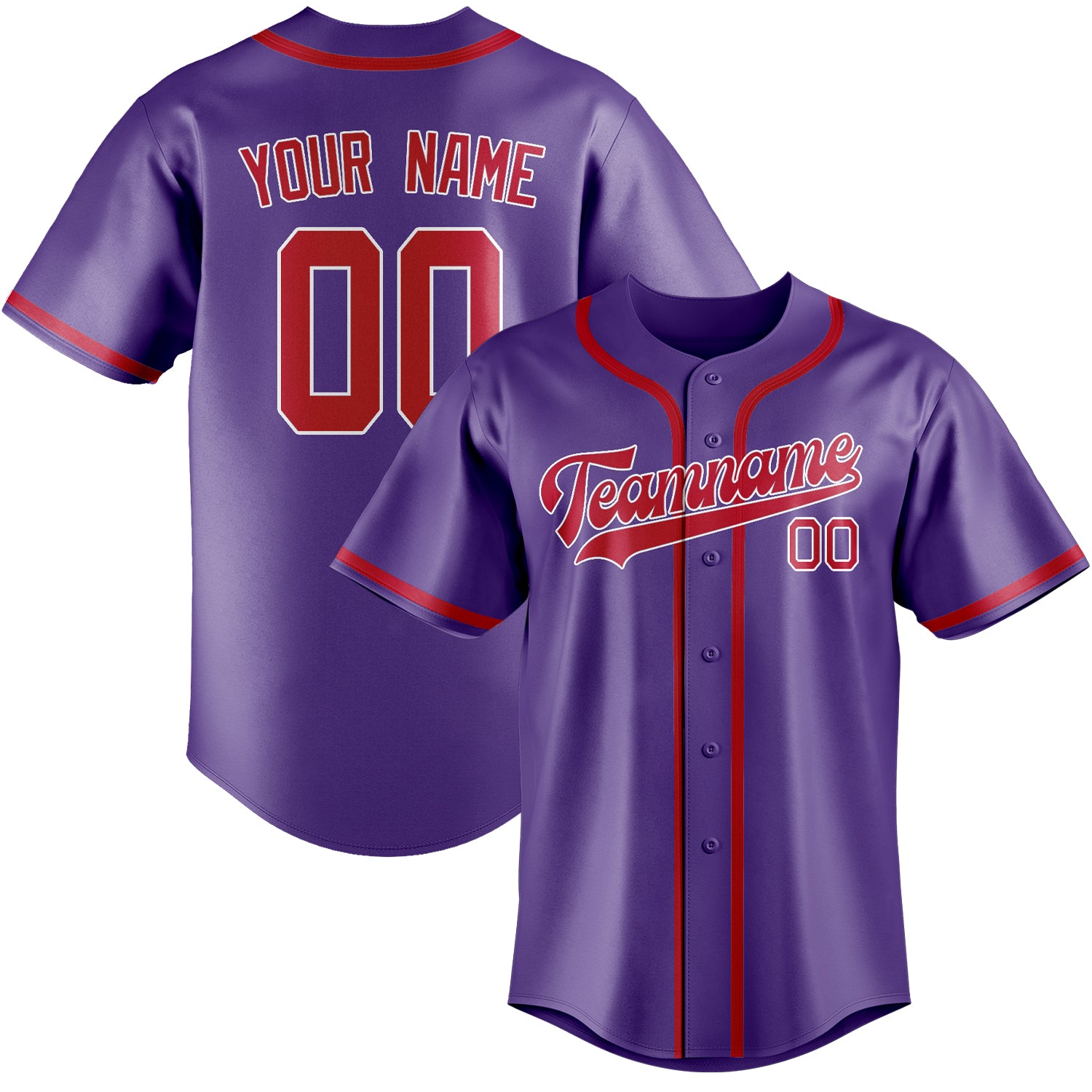 Custom Light Purple Red Baseball Jersey