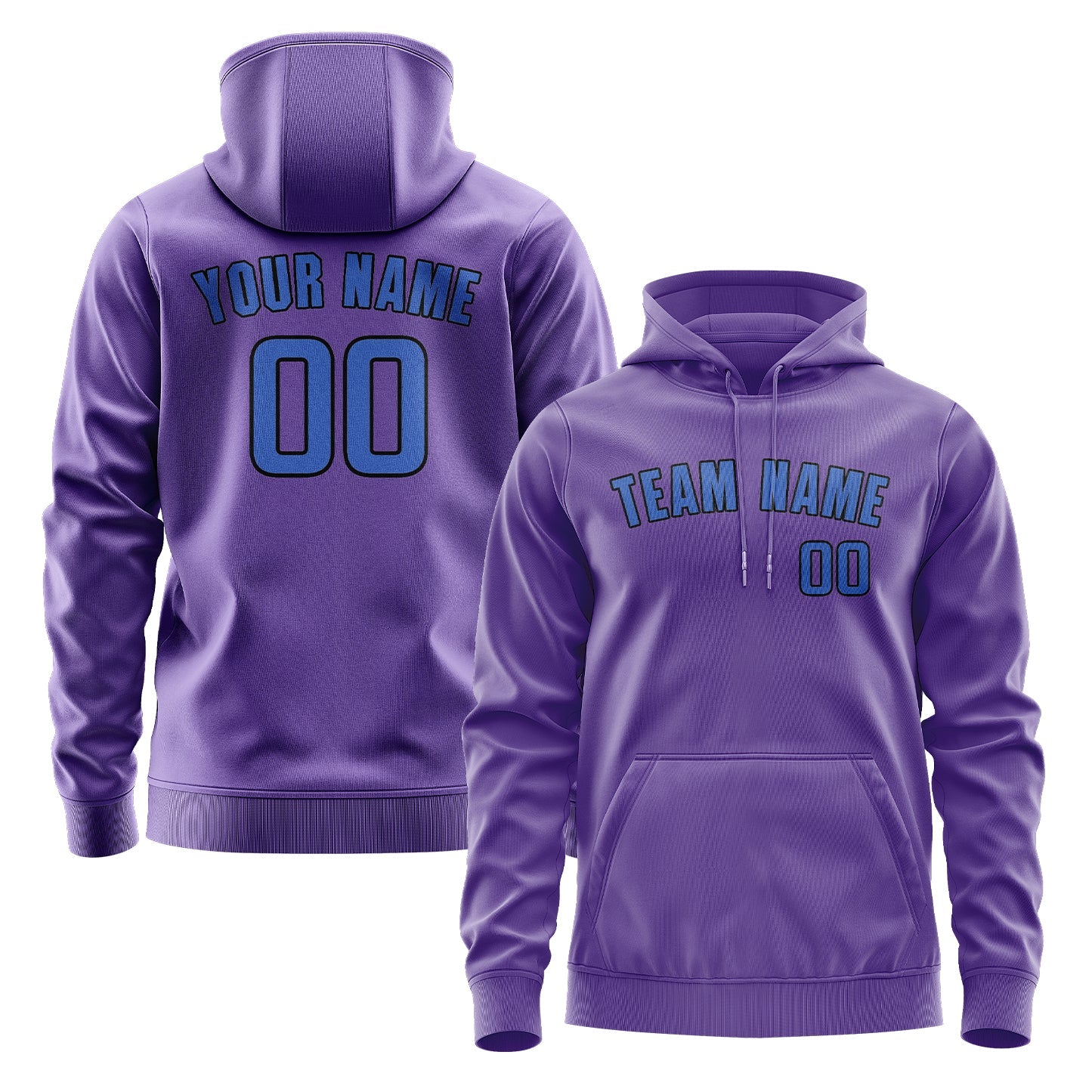 Custom Light Purple Sky Blue Hoodie