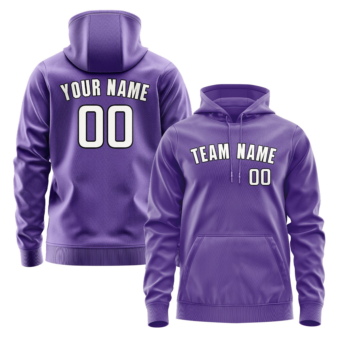 Custom Light Purple White Hoodie
