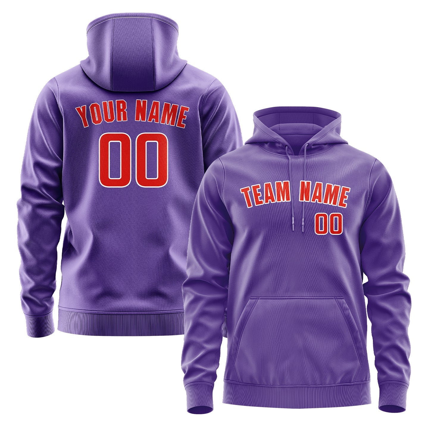 Custom Light Purple Orange Red Hoodie