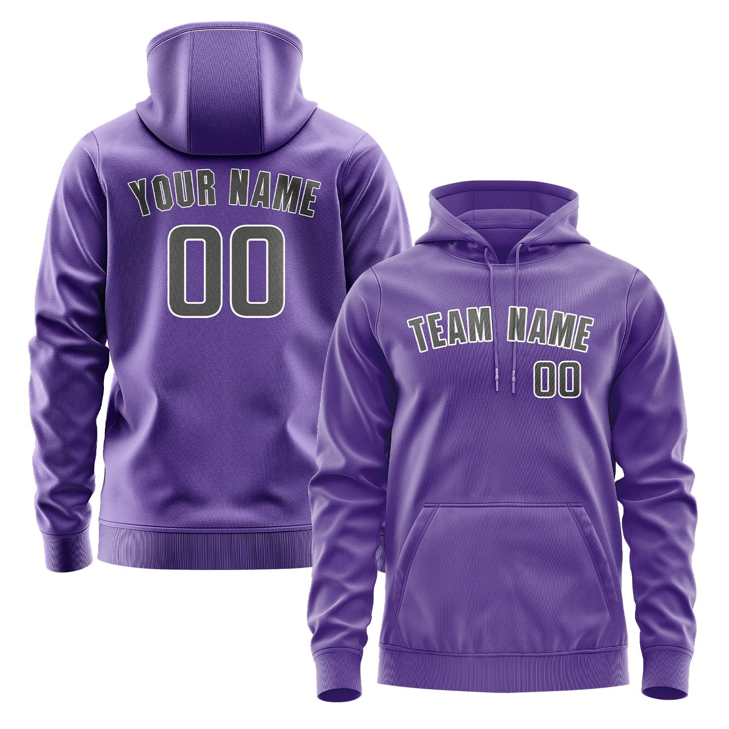 Custom Light Purple Dark Grey Hoodie