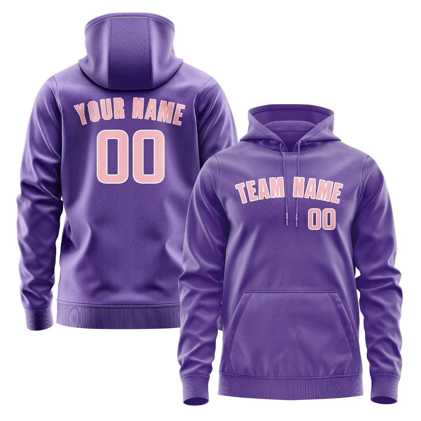 Custom Light Purple Light Pink Hoodie