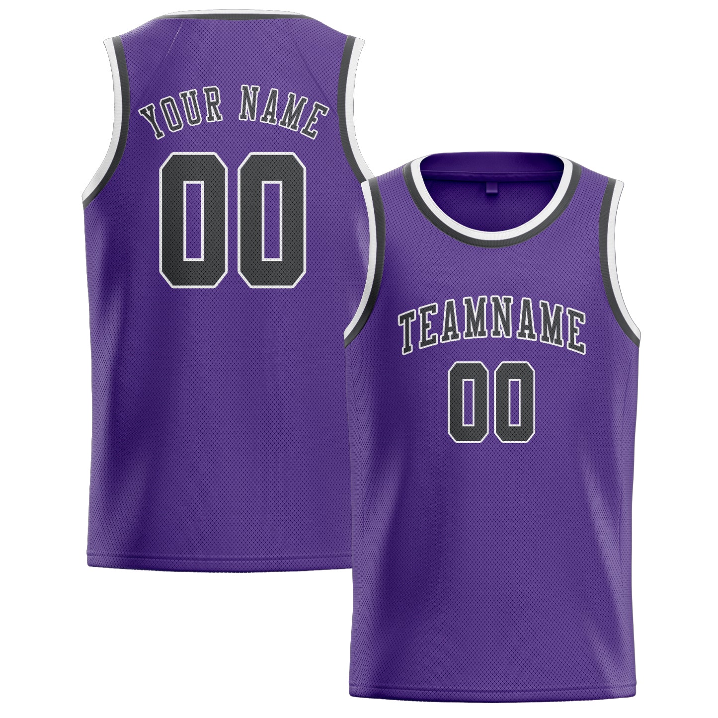 Custom Light Purple Dark Grey Basketball Jersey