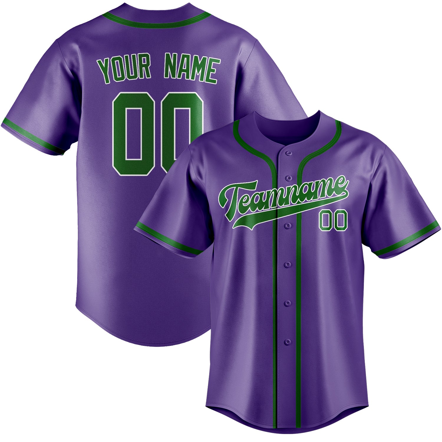 Custom Light Purple Emerald Green Baseball Jersey