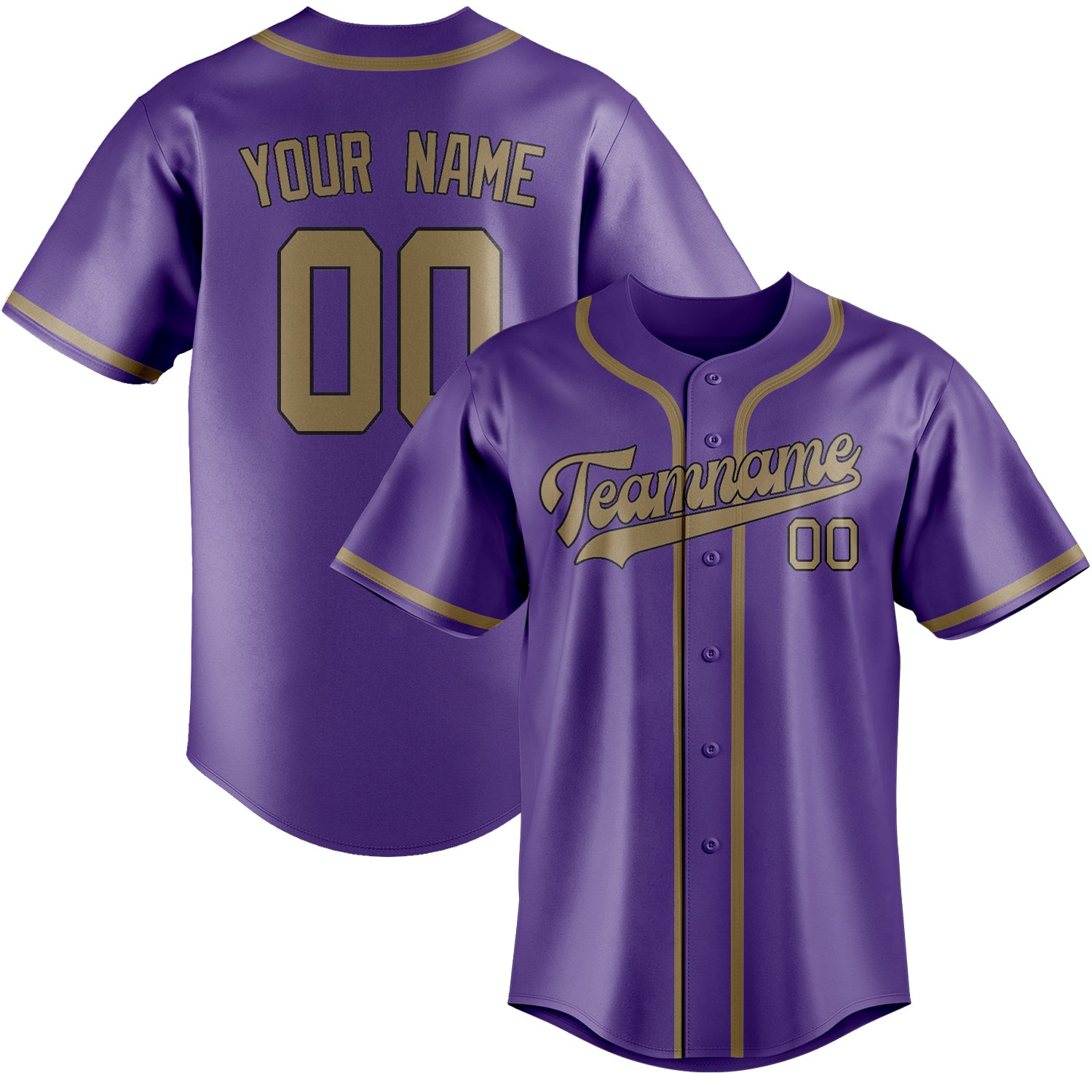 Custom Light Purple Light Khaki Baseball Jersey