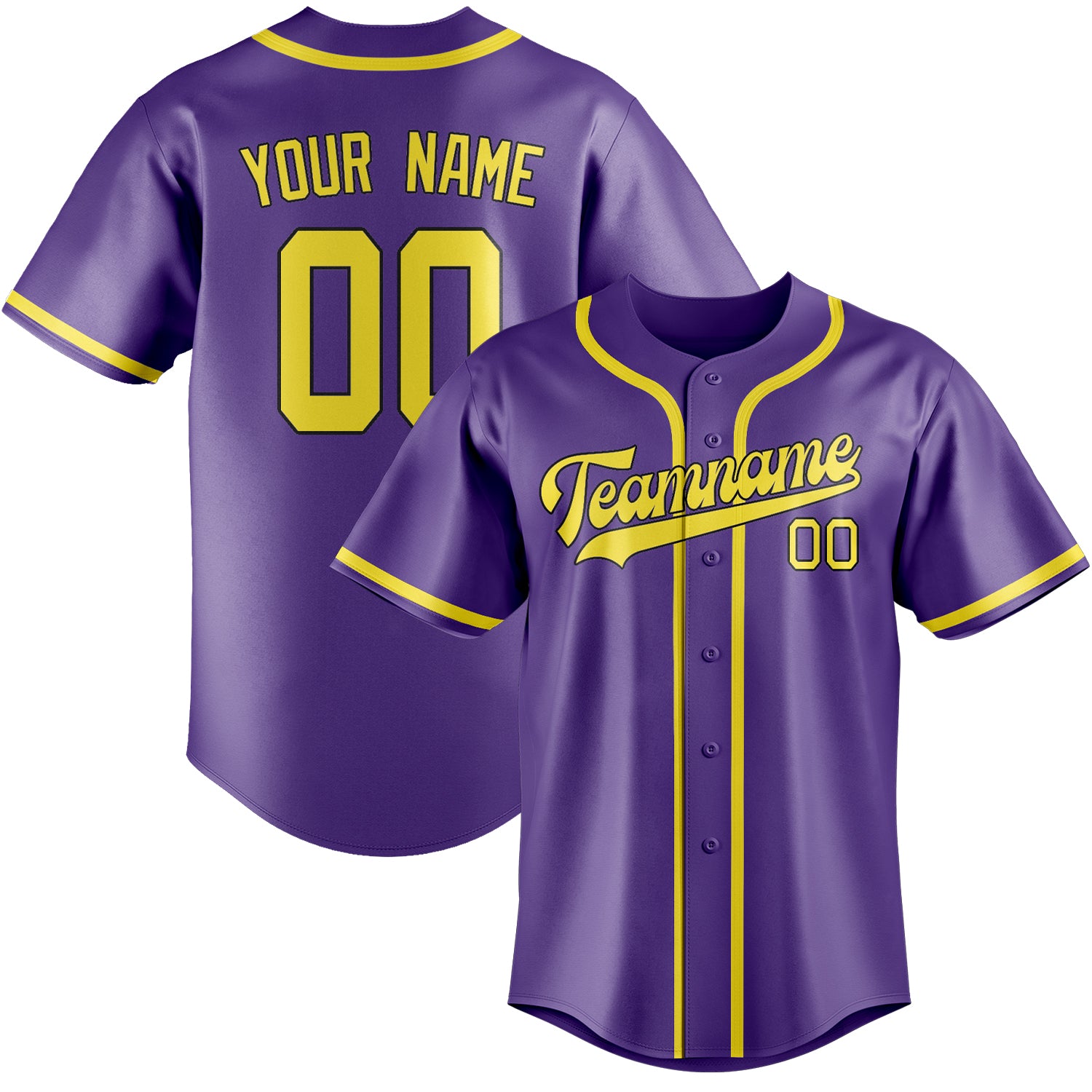 Custom Light Purple Light Yellow Baseball Jersey