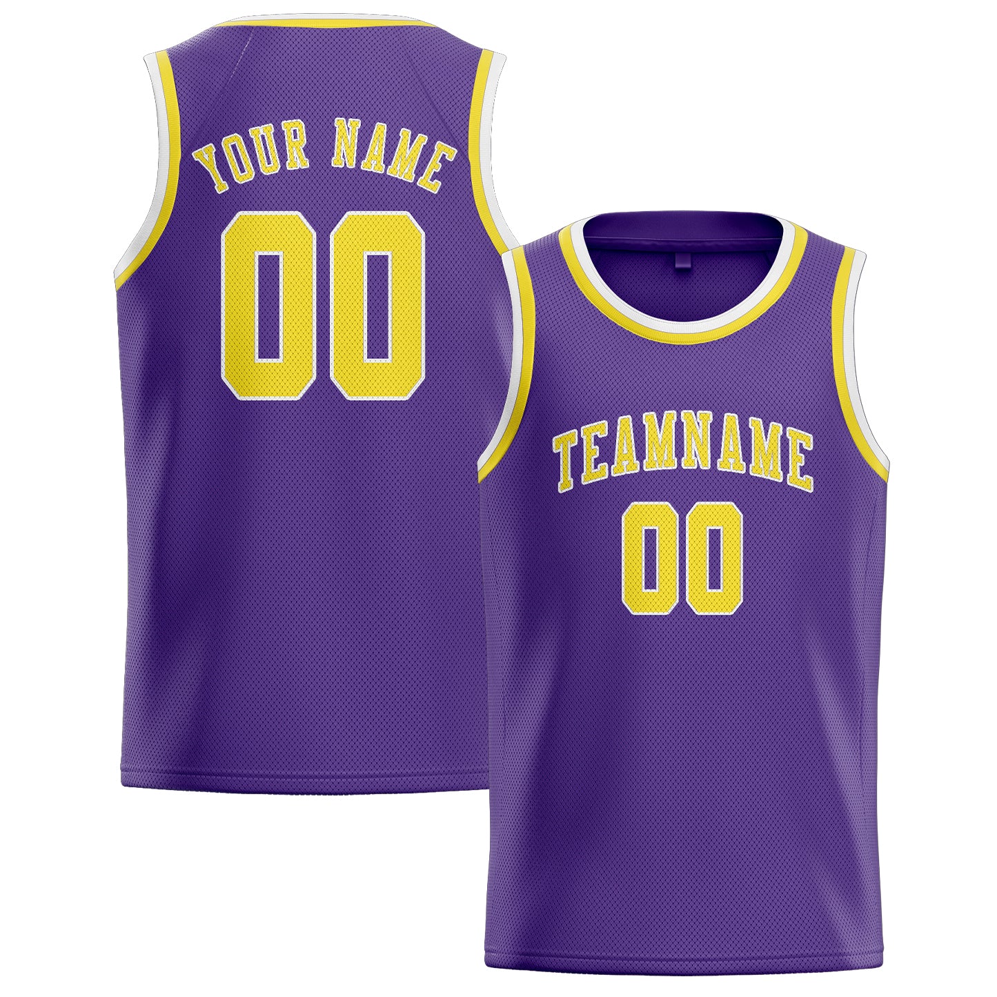 Custom Light Purple Light Yellow Basketball Jersey