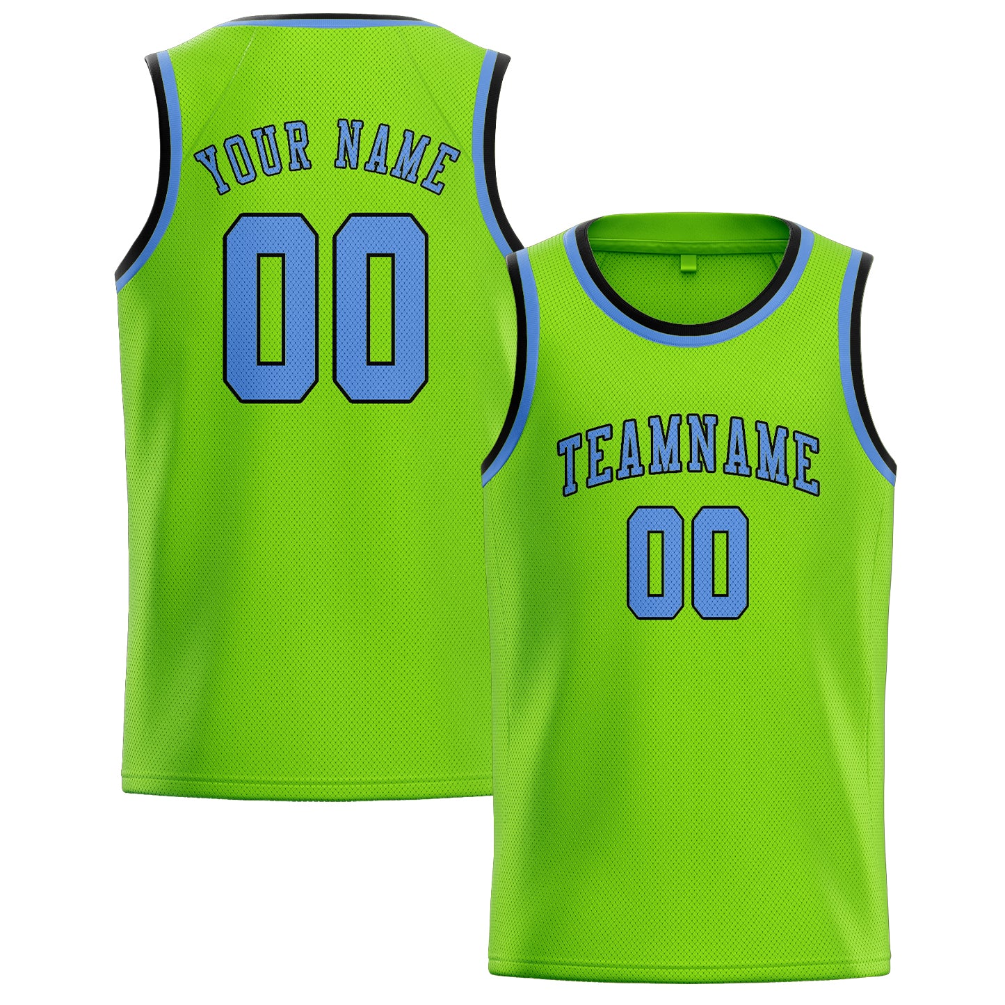 Custom Emerald Green Light Blue Basketball Jersey