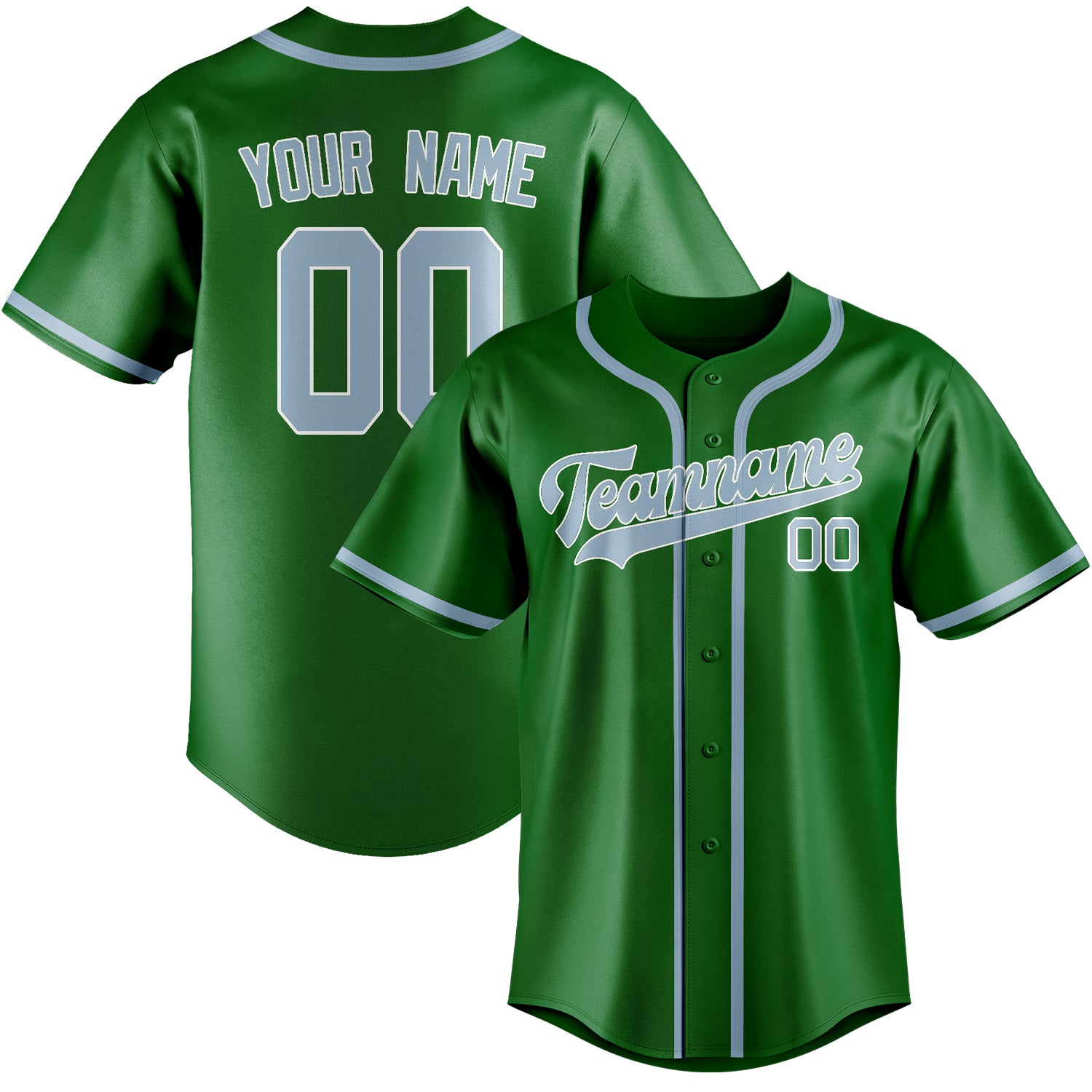 Custom Emerald Green Light Blue Baseball Jersey