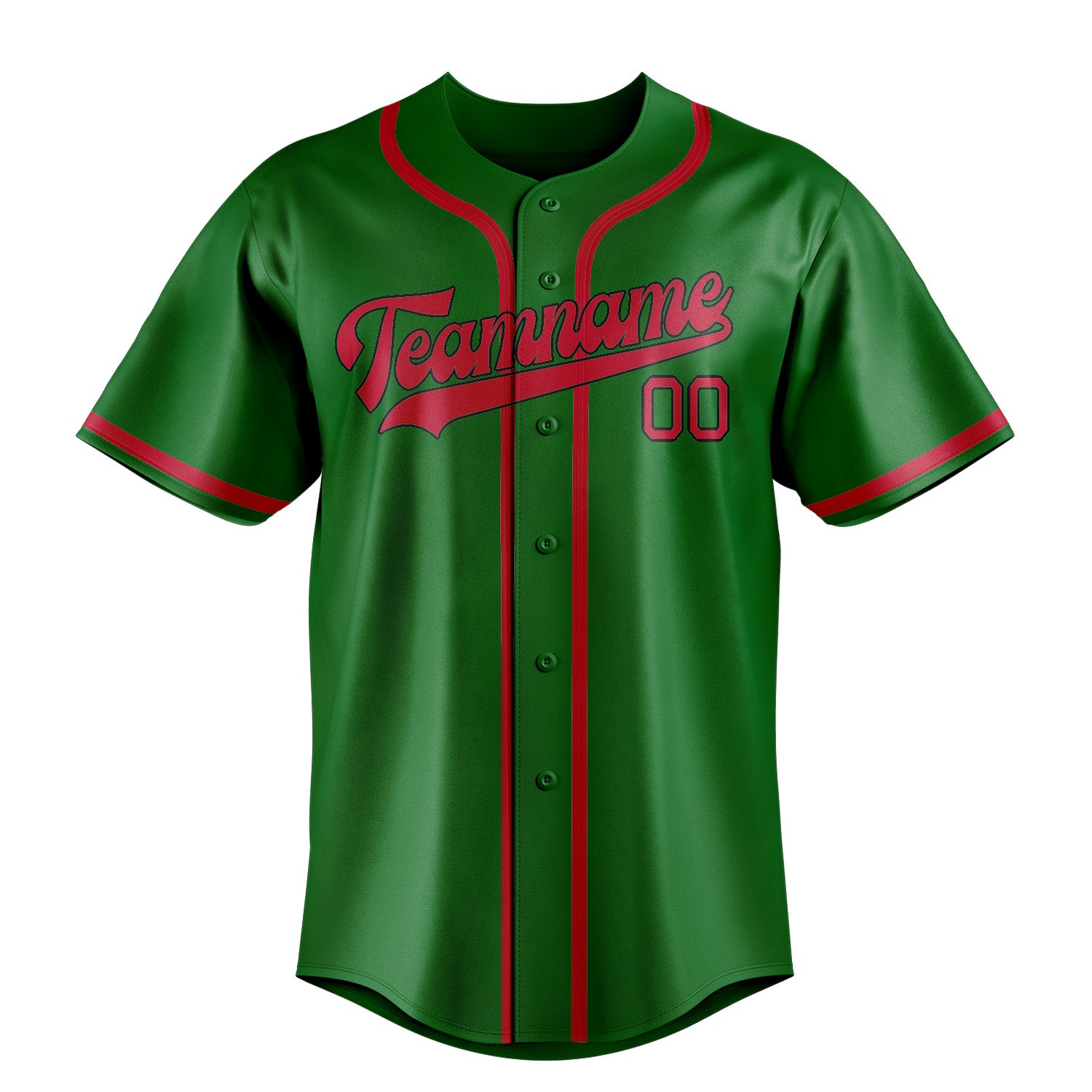 Custom Emerald Green Red Baseball Jersey
