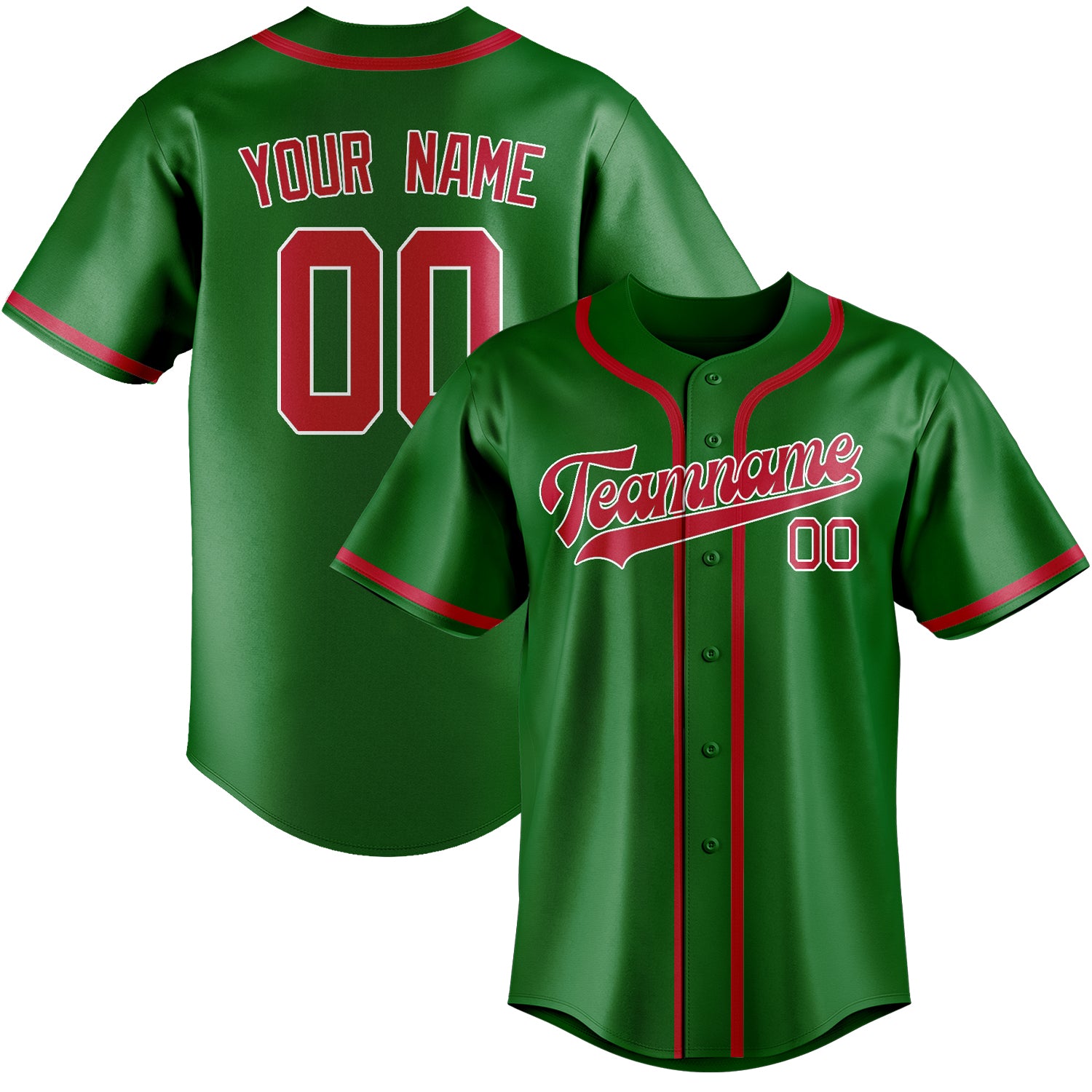 Custom Emerald Green Red Baseball Jersey