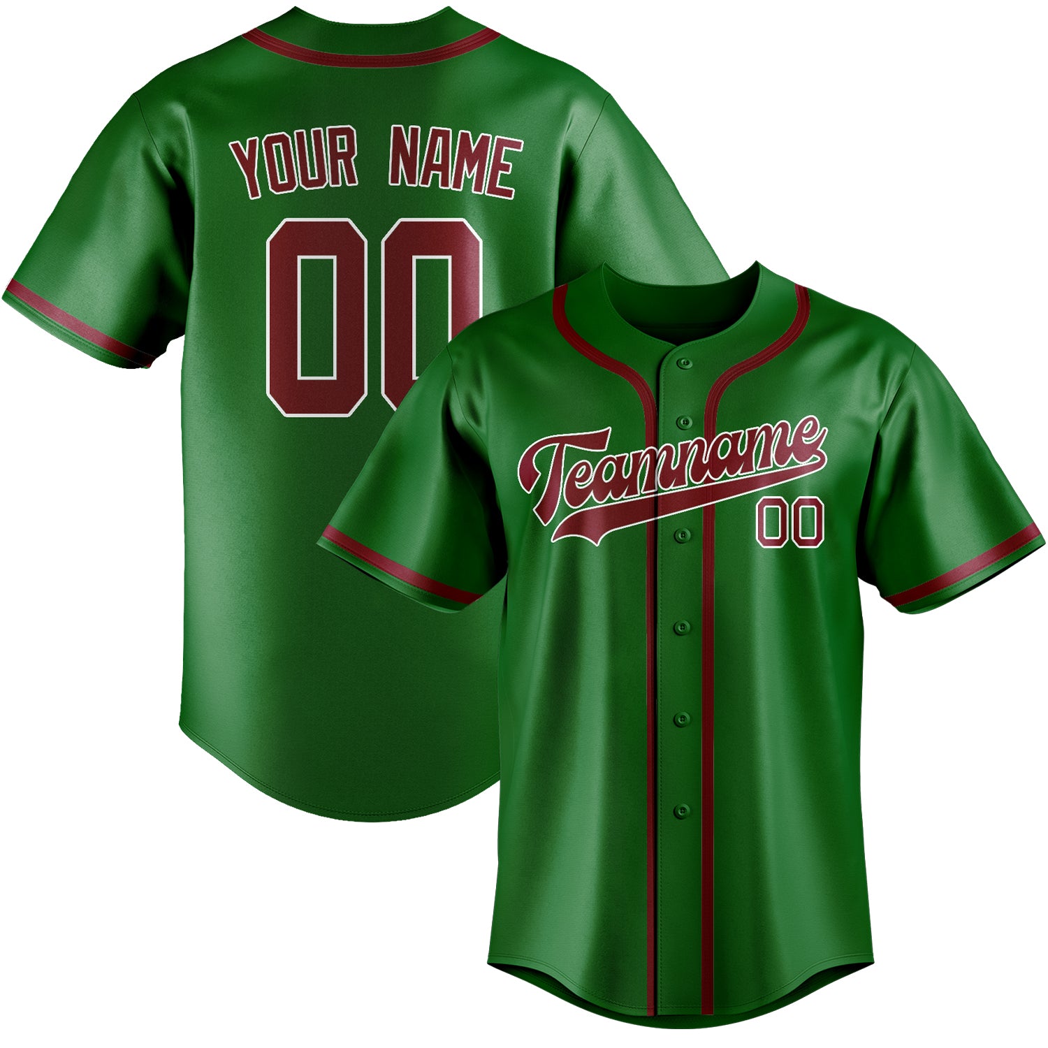 Custom Emerald Green Crimson Red Baseball Jersey