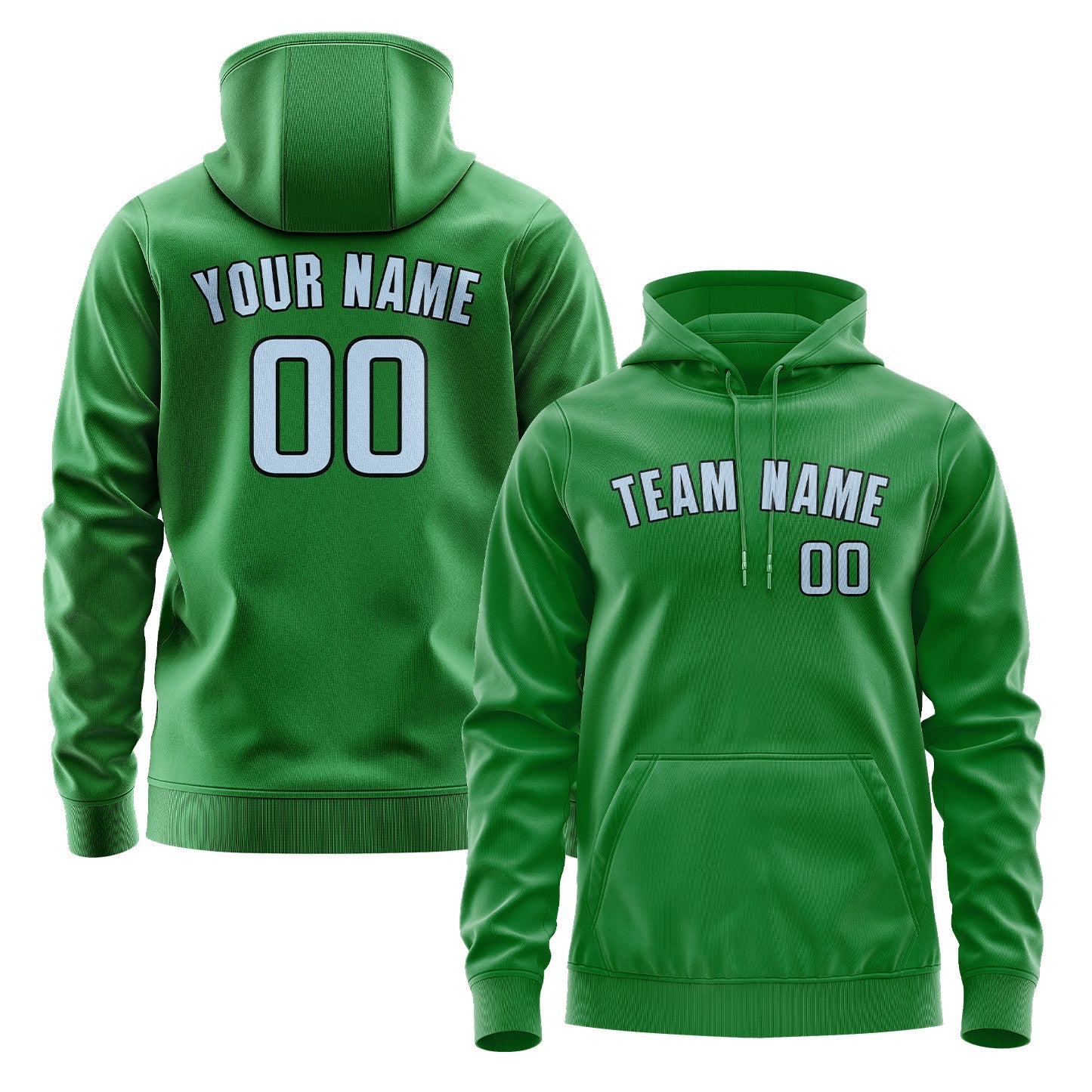 Custom Emerald Green Light Blue Hoodie