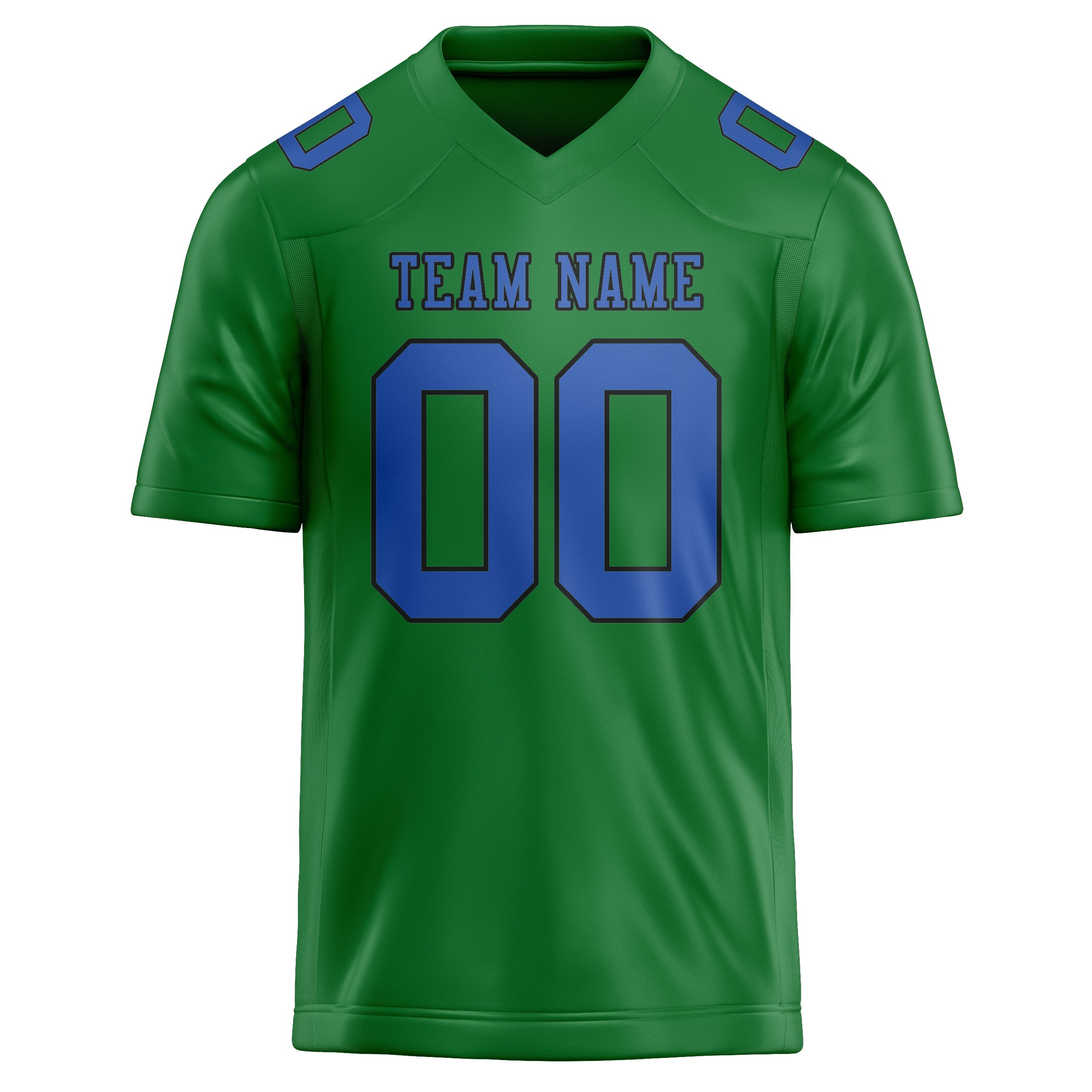 Custom Emerald Green Sky Blue Football Jersey