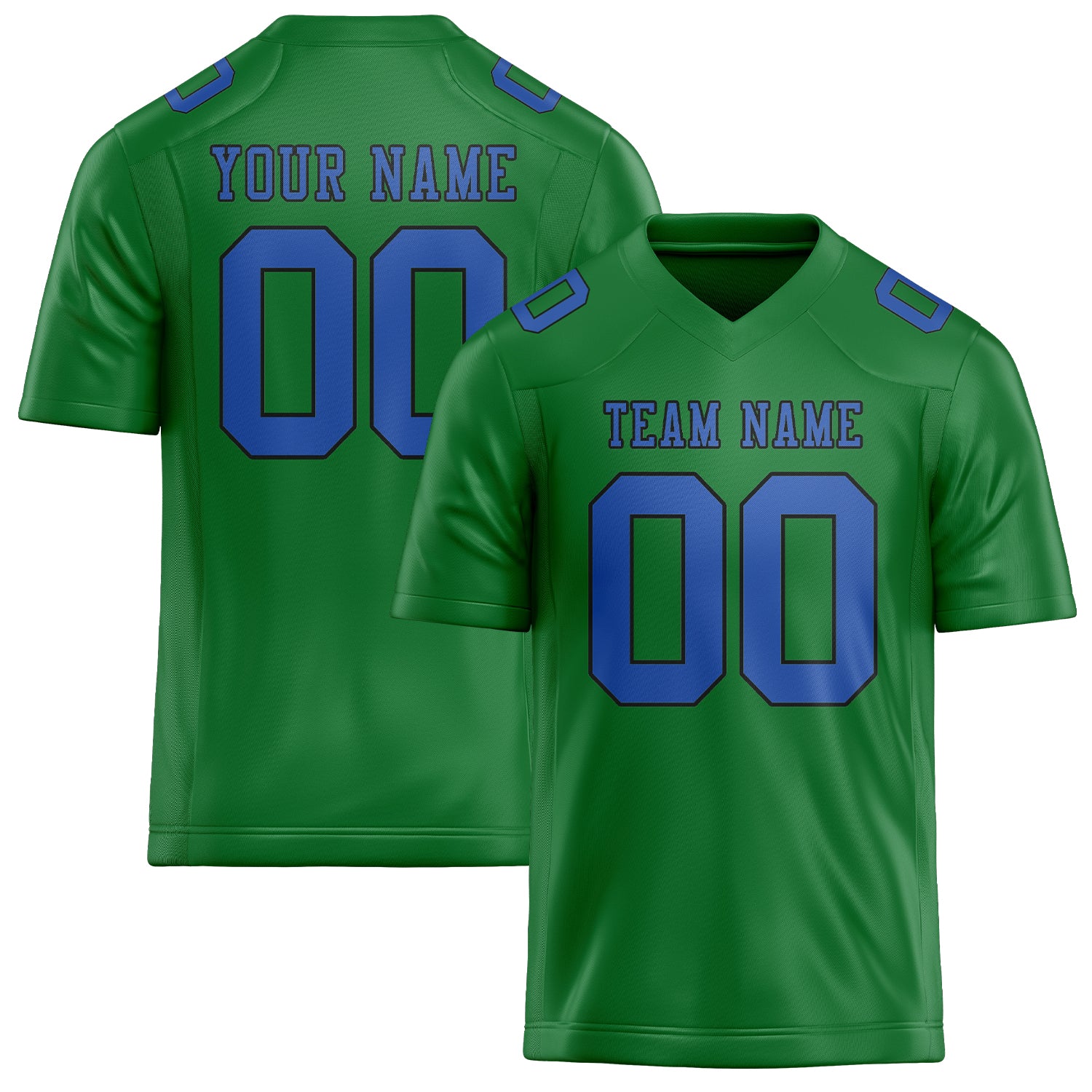 Custom Emerald Green Sky Blue Football Jersey