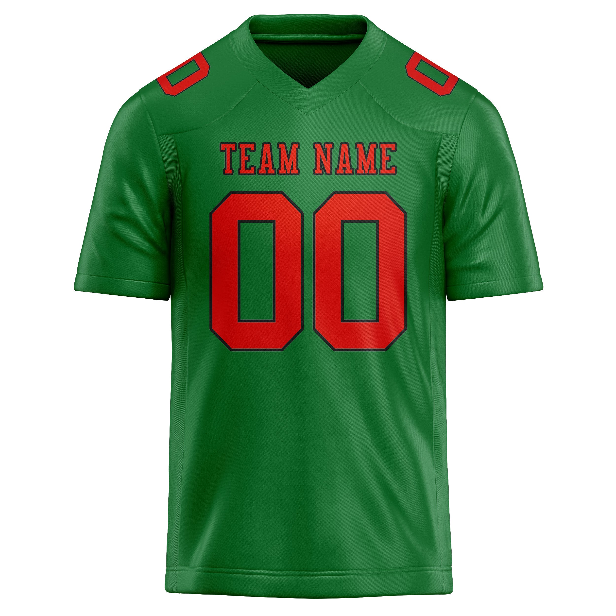 Custom Emerald Green Orange Red Football Jersey