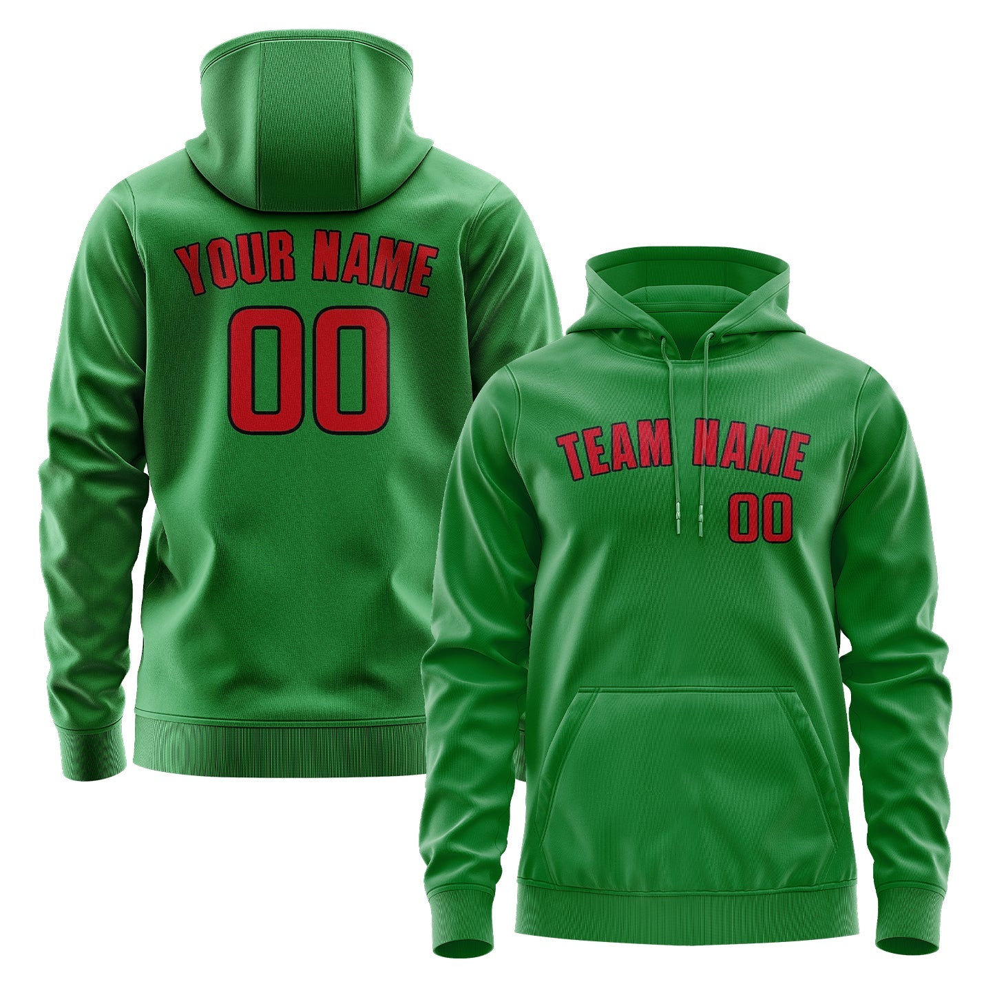 Custom Emerald Green Red Hoodie