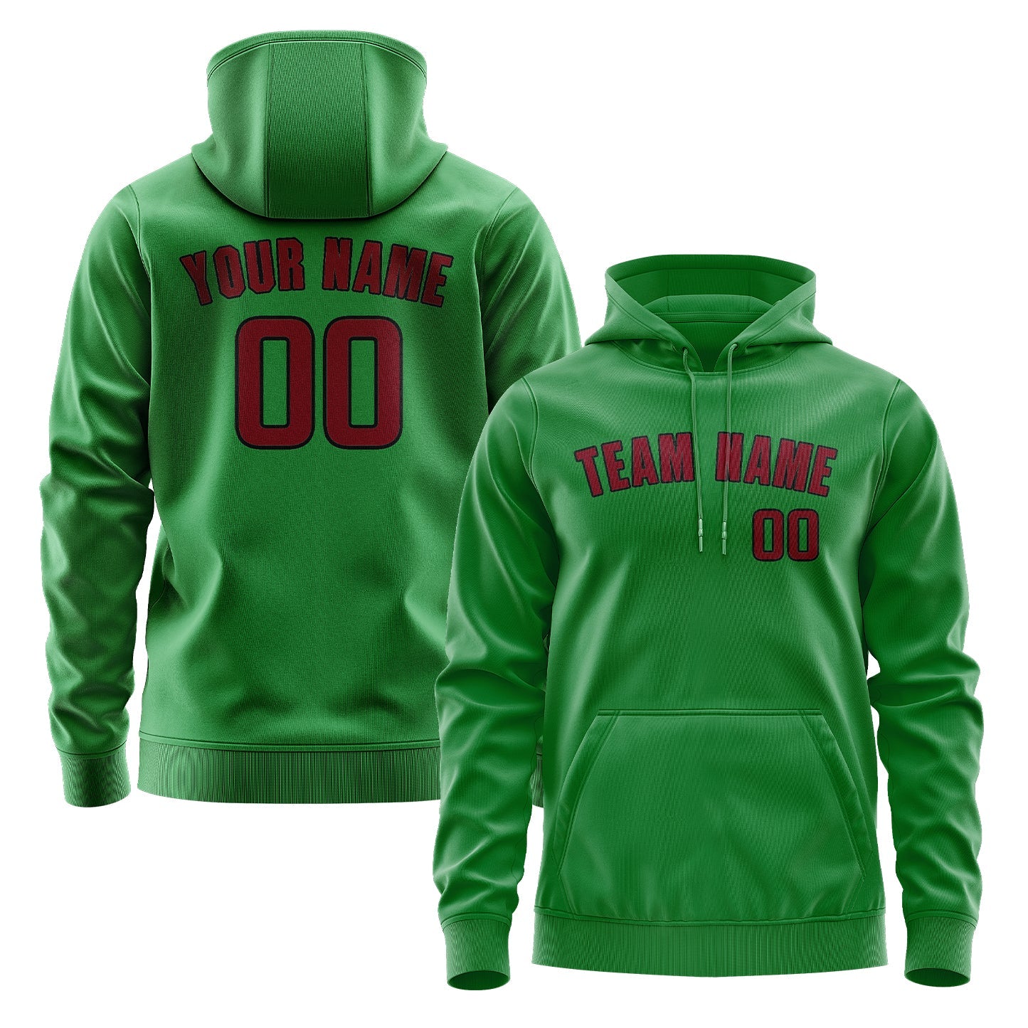 Custom Emerald Green Crimson Red Hoodie