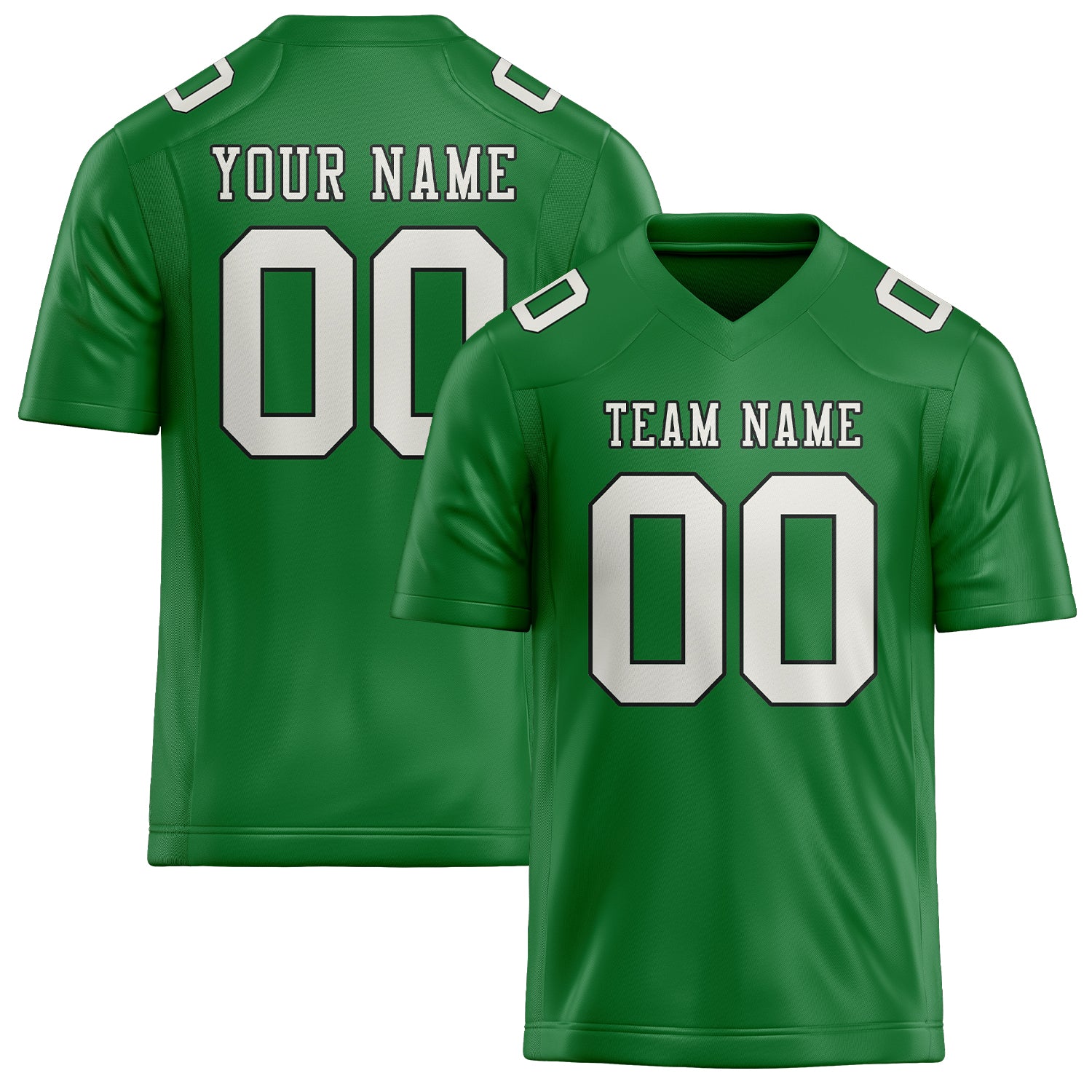 Custom Emerald Green White Football Jersey