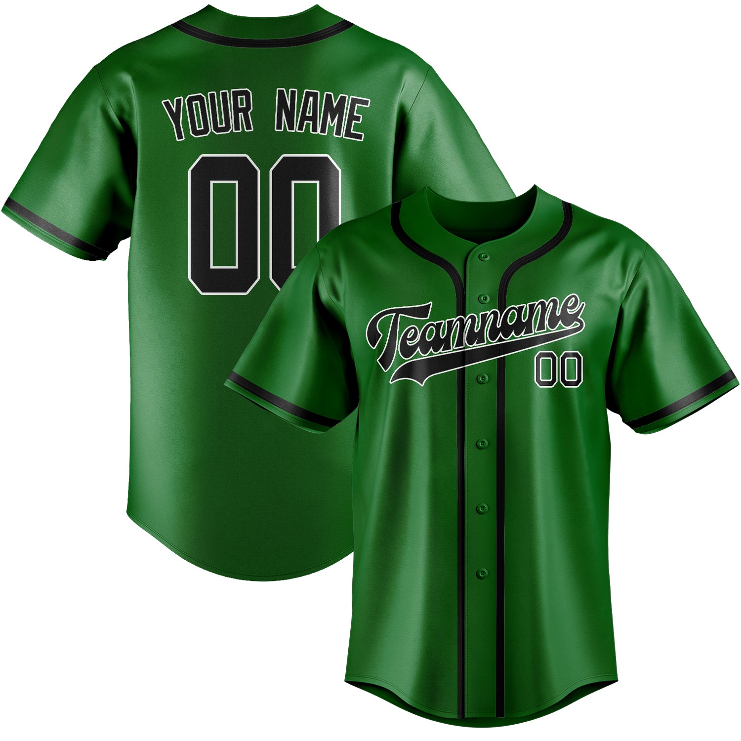 Custom Emerald Green Black Baseball Jersey