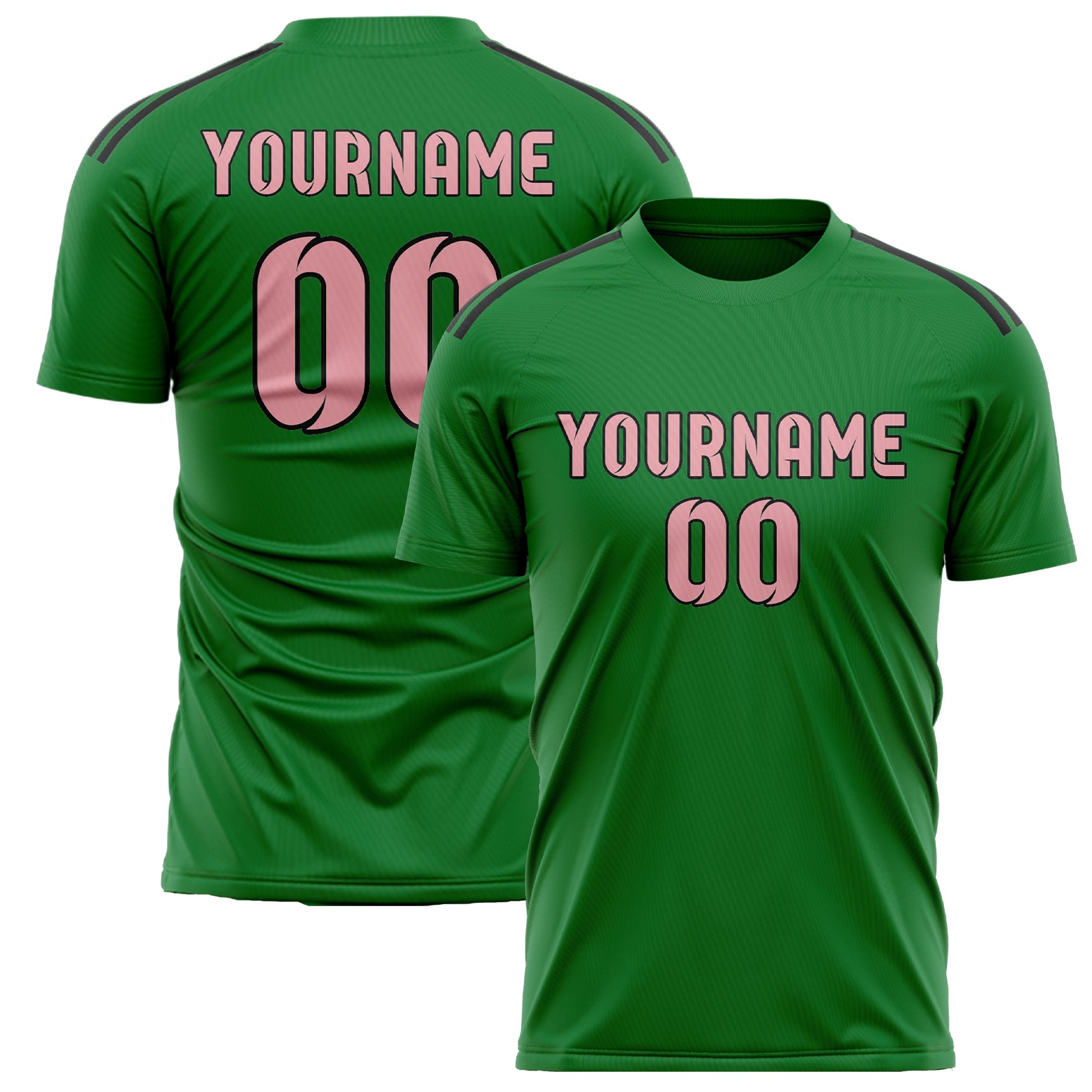 Custom Emerald Green Light Pink Soccer Jersey