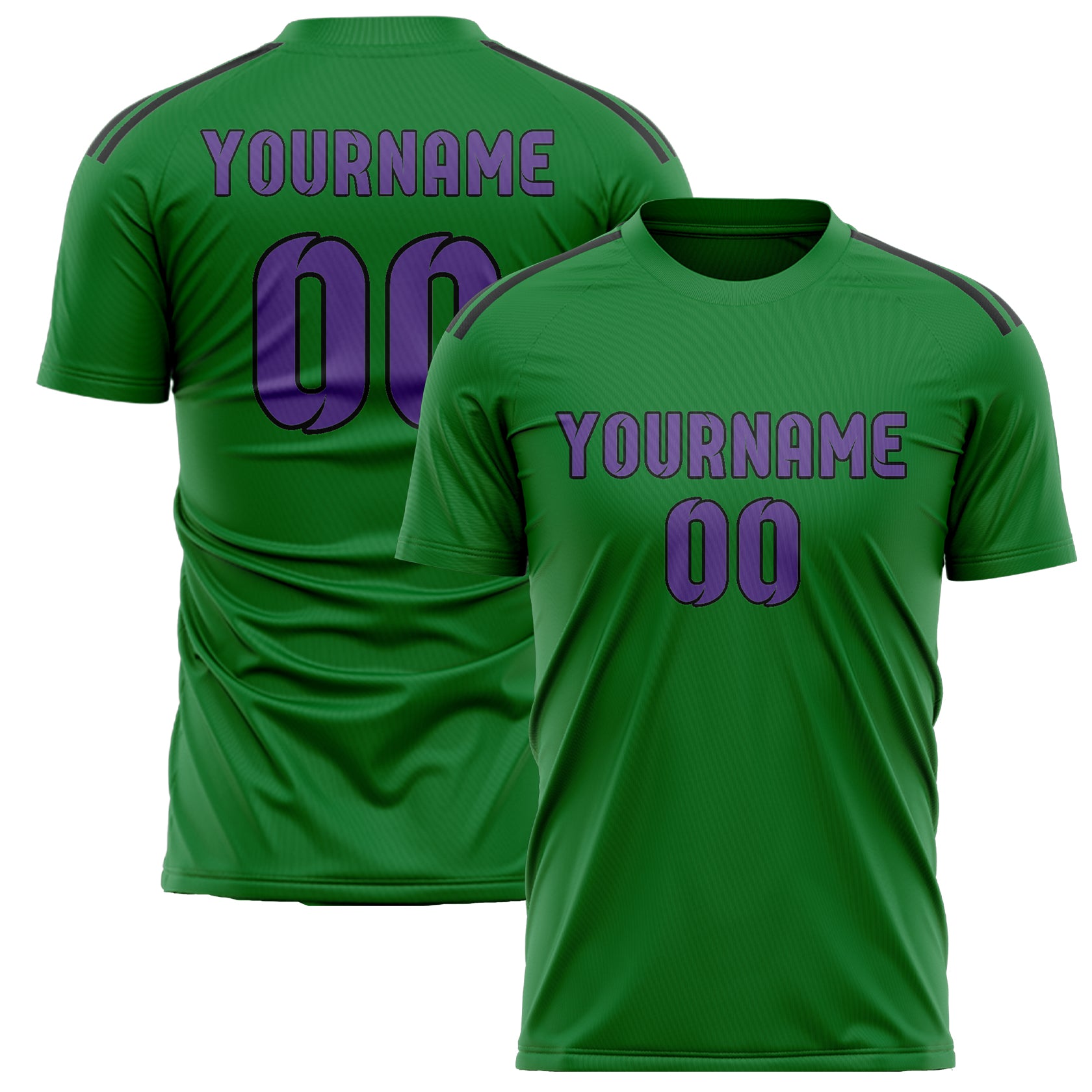 Custom Emerald Green Light Purple Soccer Jersey