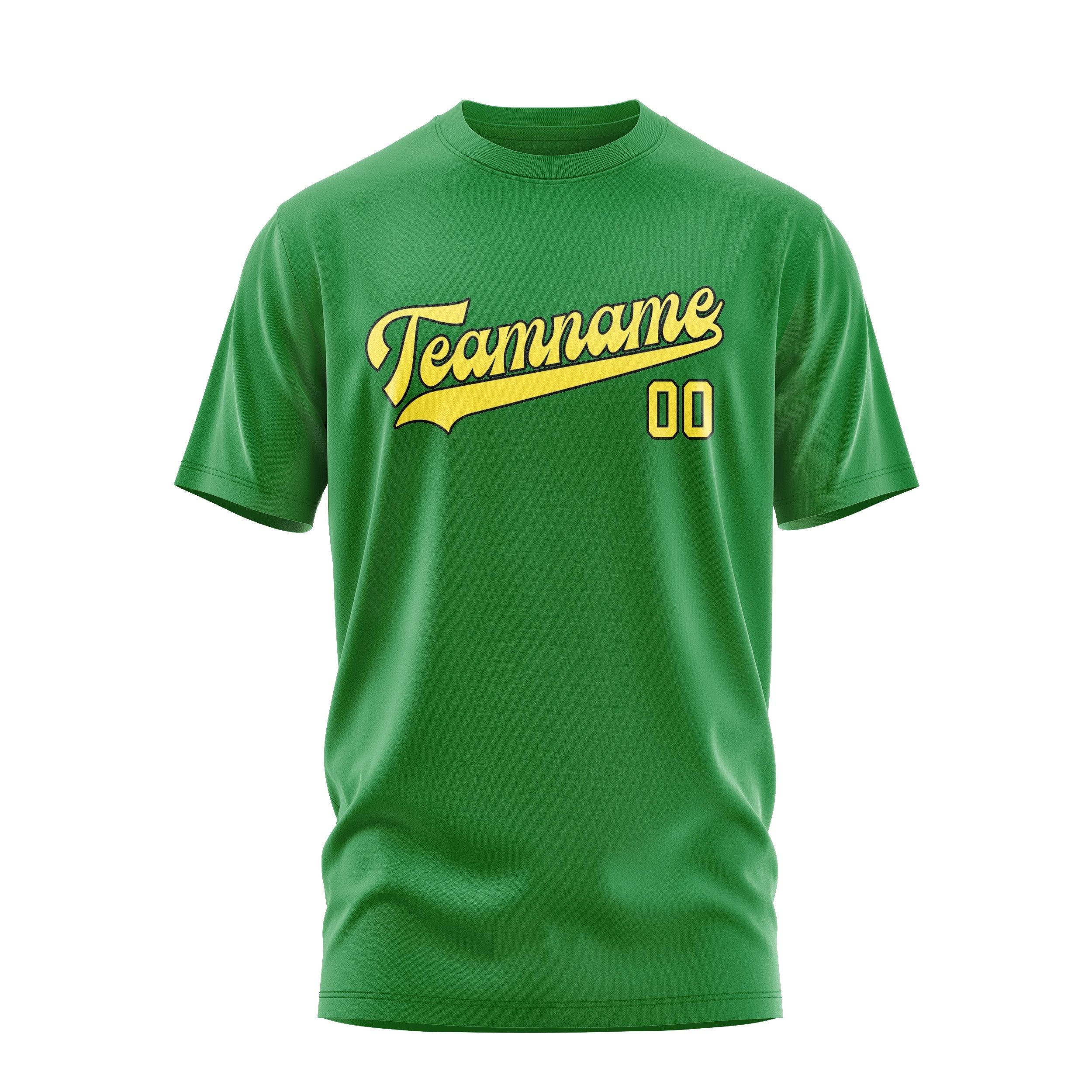 Custom Emerald Green Light Yellow T-Shirt