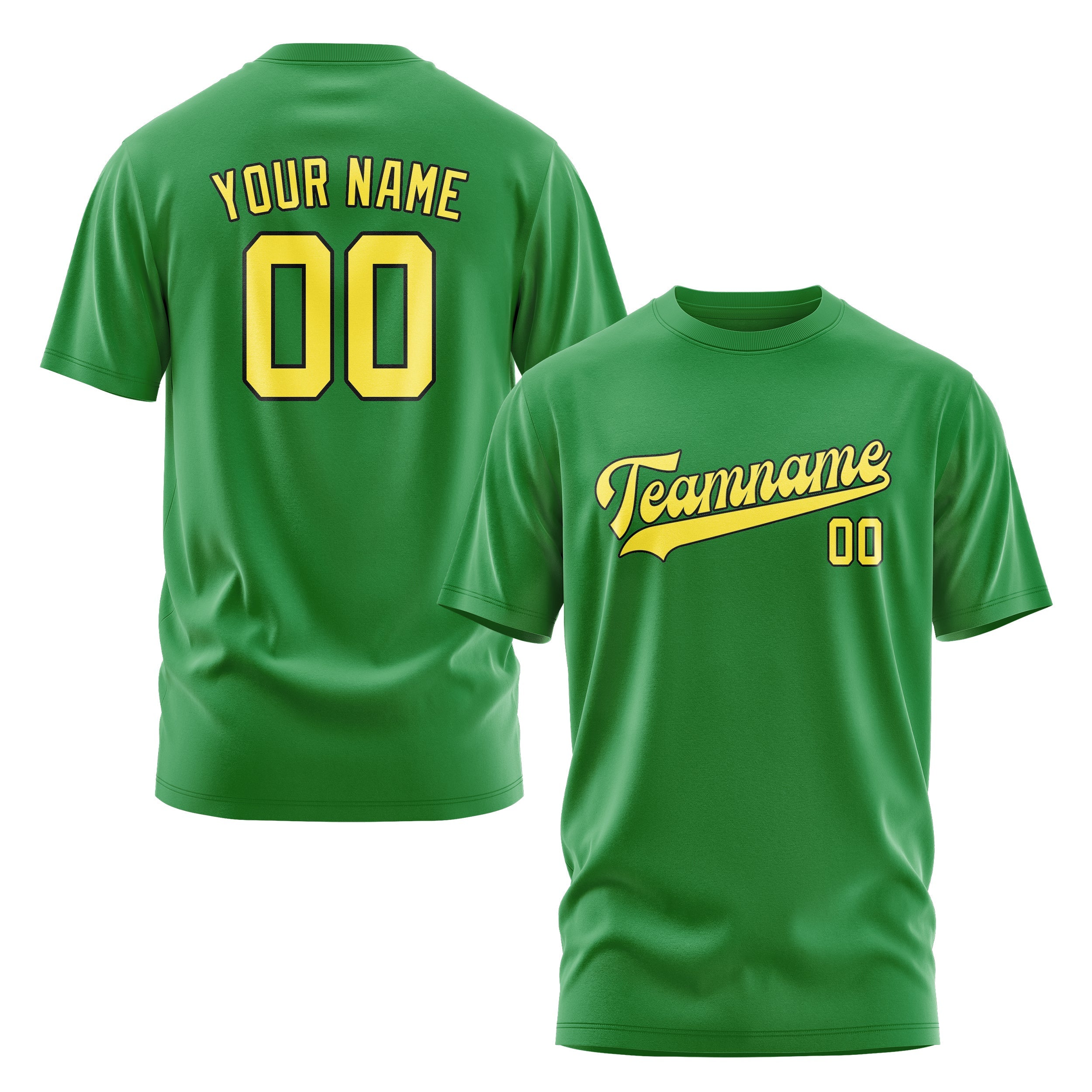 Custom Emerald Green Light Yellow T-Shirt