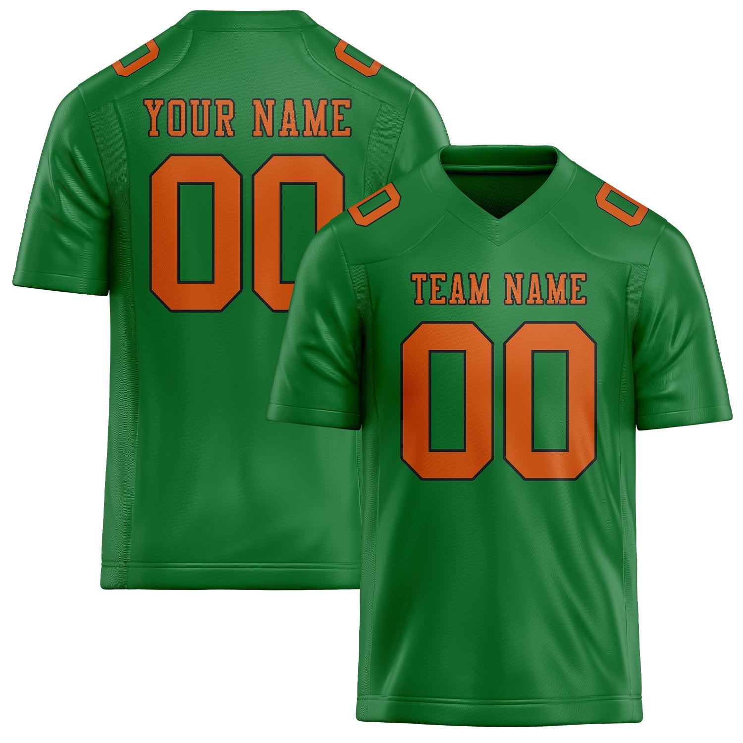 Custom Emerald Green Orange Football Jersey