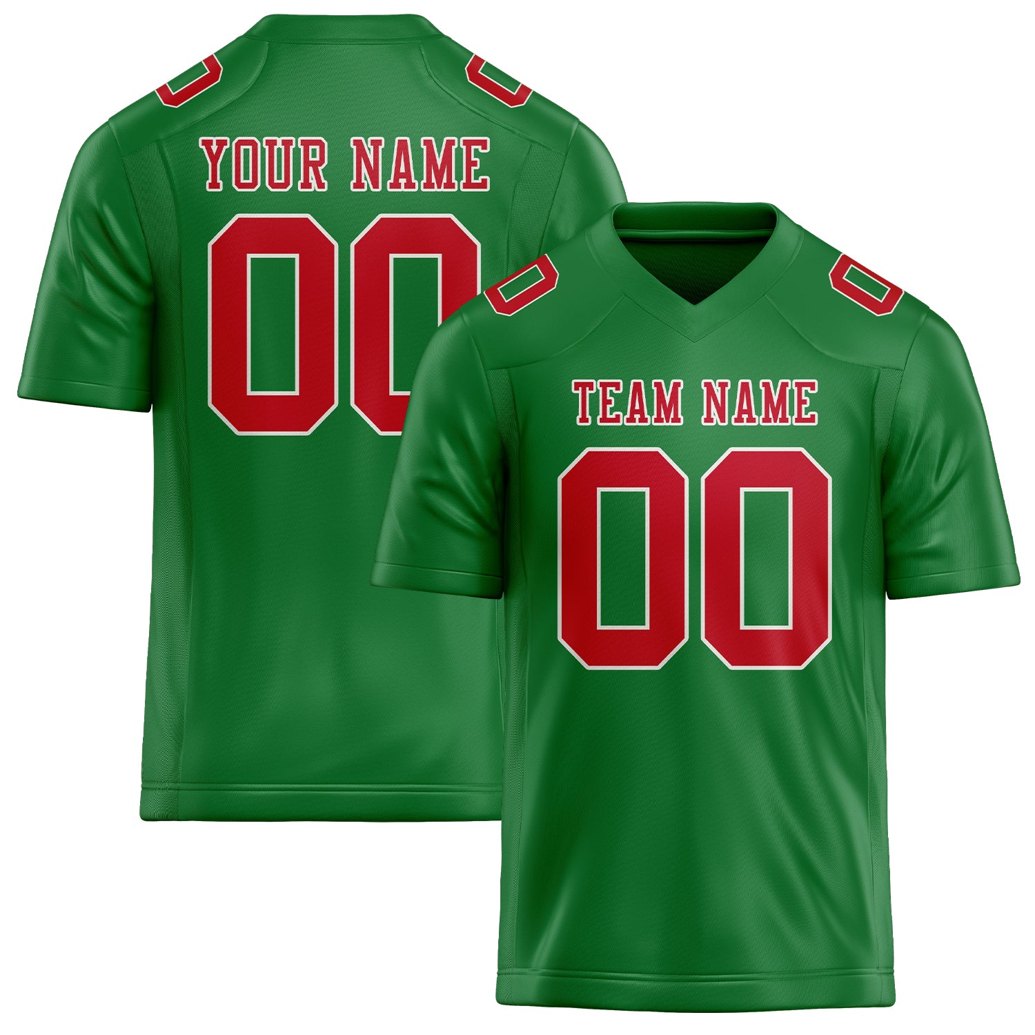 Custom Emerald Green Red Football Jersey