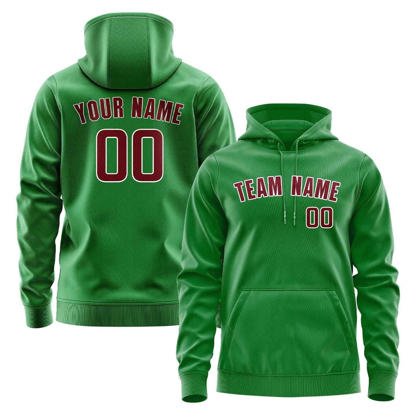 Custom Emerald Green Crimson Red Hoodie