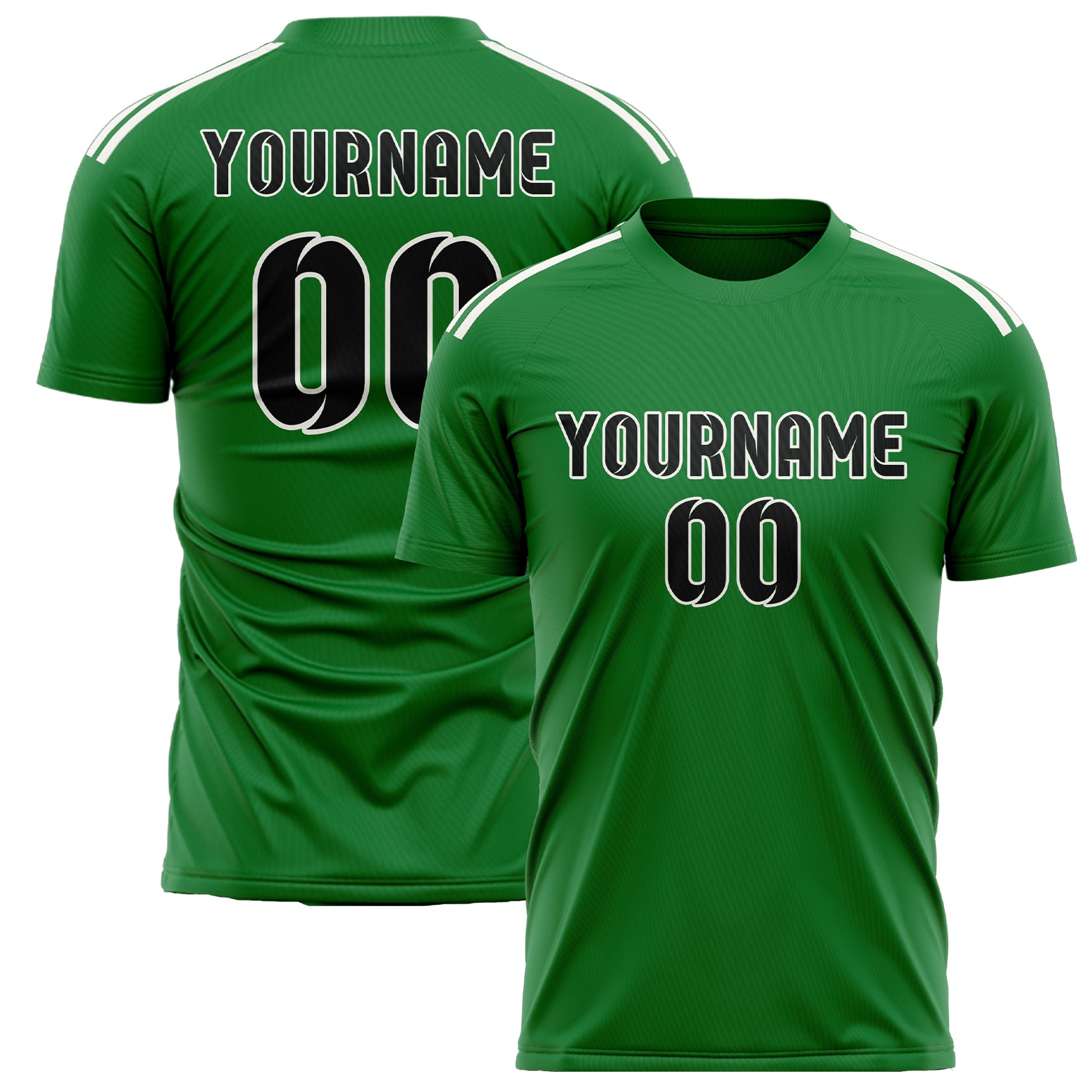 Custom Emerald Green Black Soccer Jersey