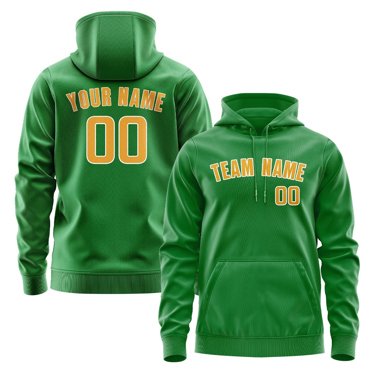 Custom Emerald Green Yellow Hoodie