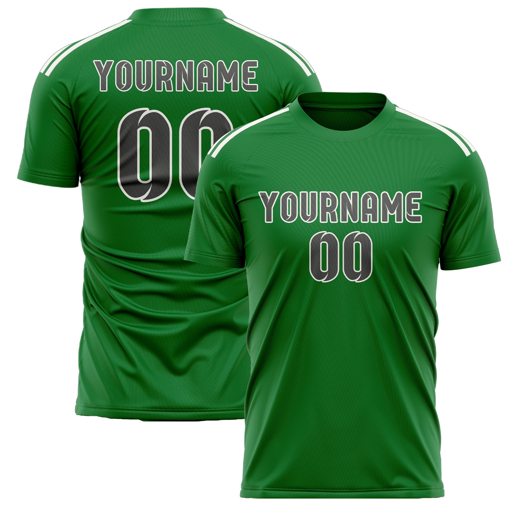 Custom Emerald Green Dark Grey Soccer Jersey