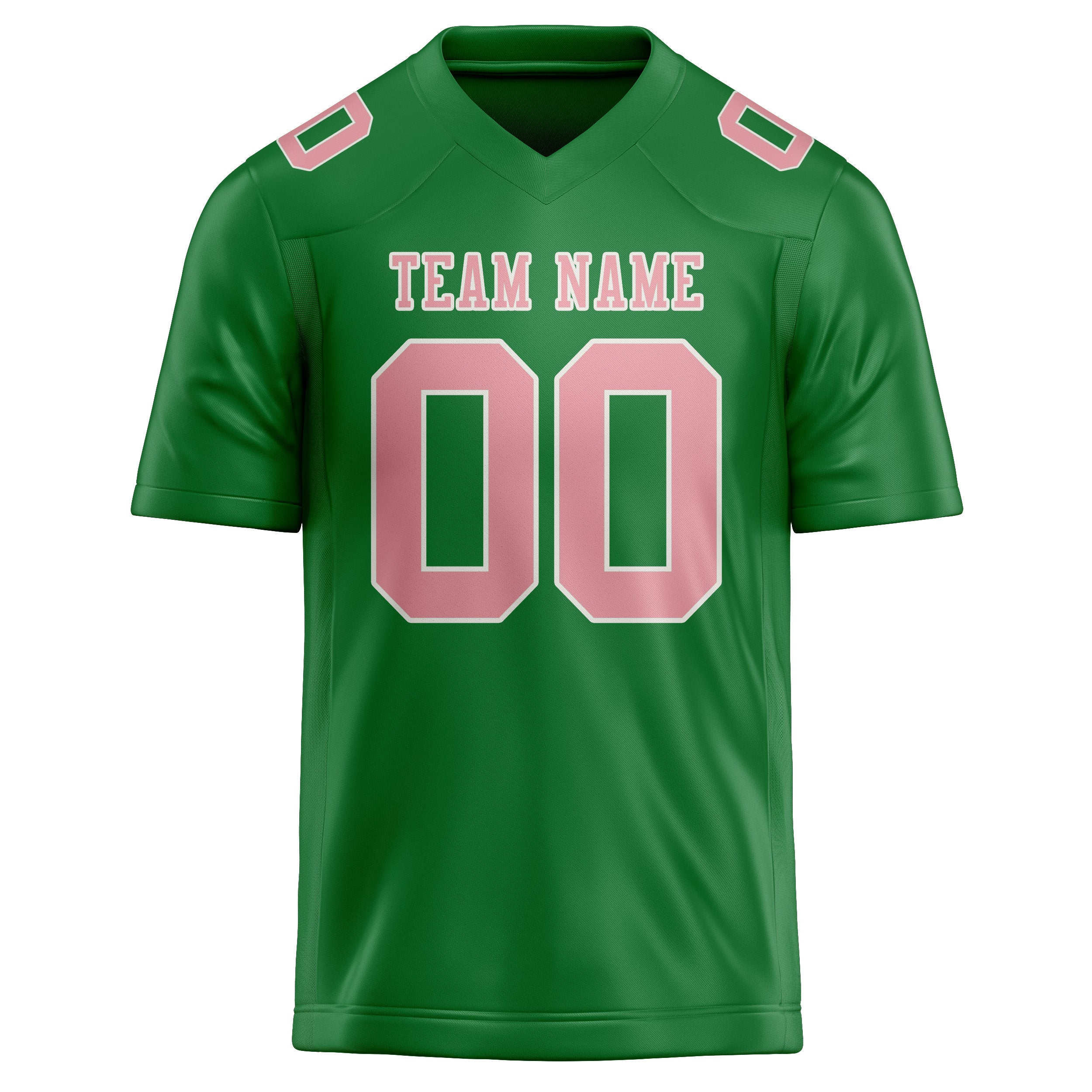 Custom Emerald Green Light Pink Football Jersey