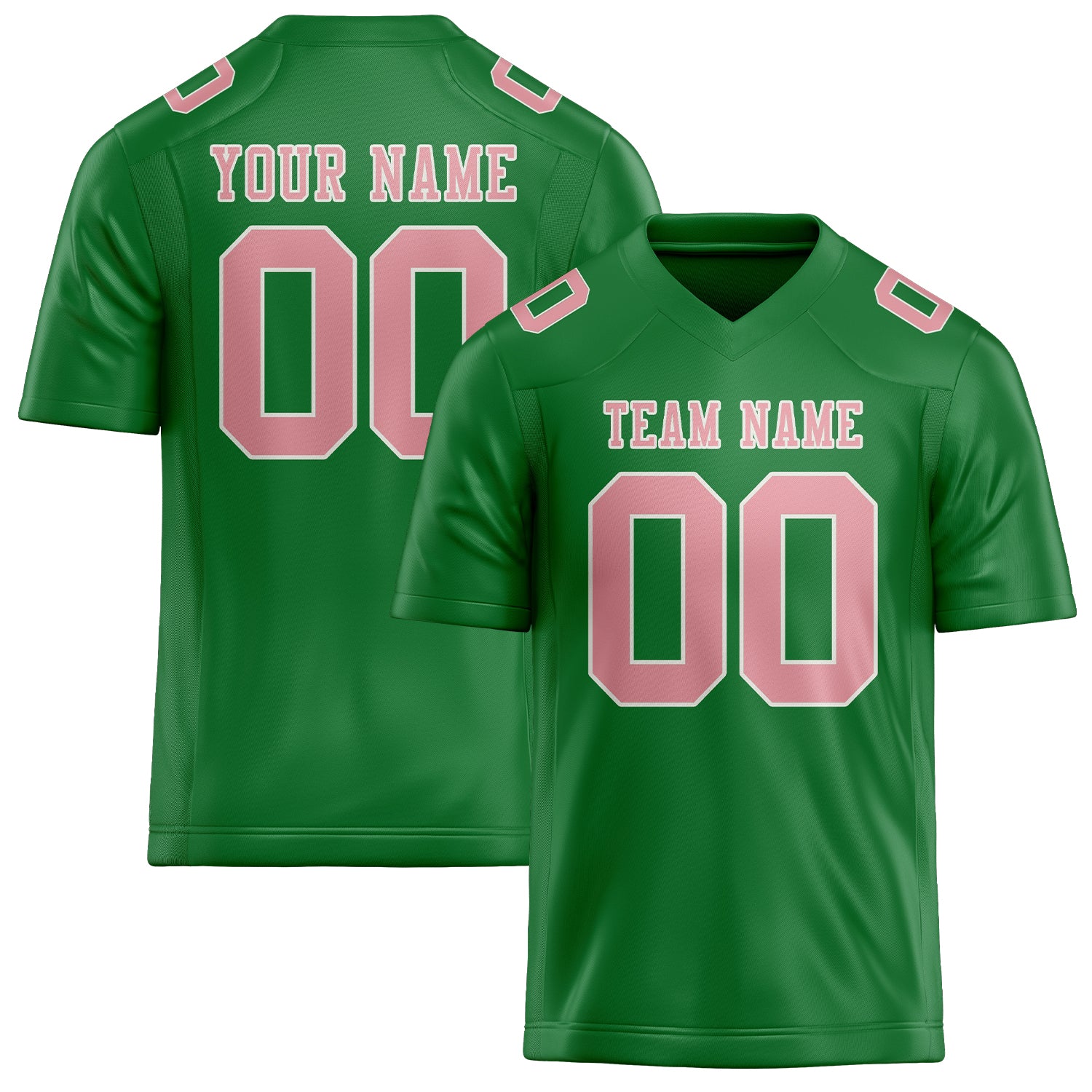 Custom Emerald Green Light Pink Football Jersey